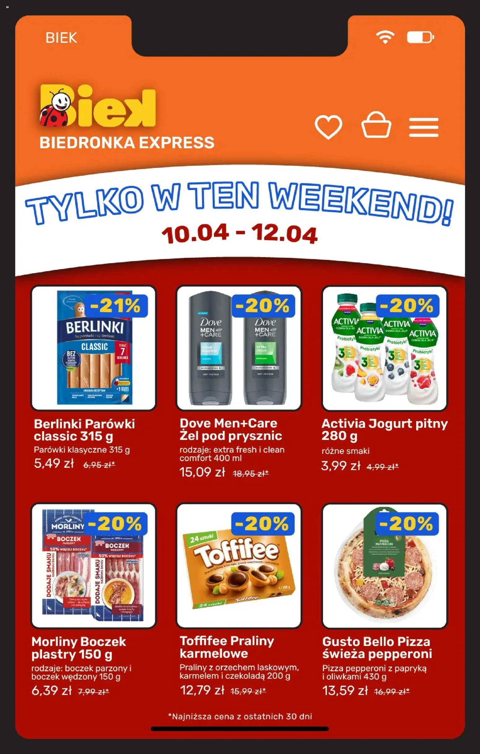 Biedronka gazetka - Biek od 10.04.2026 | Strona: 5 | Produkty: Toffifee, Parówki, Boczek, Żel pod prysznic