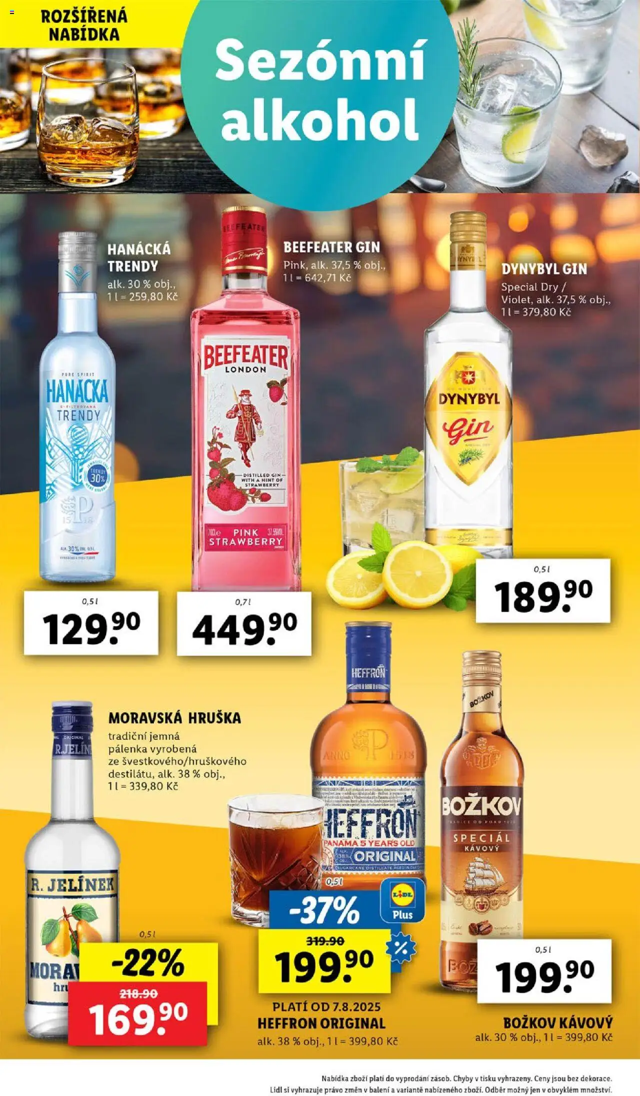 Lidl leták od 07.08.2025 | Strana: 26 | Produkty: Heffron, Božkov, Gin Dynybyl, Beefeater