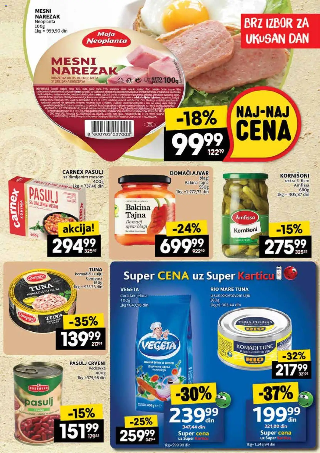 Idea katalog - važi od 18.09.2025 | Strana: 11 | Proizvode: Ajvar, Kornišoni, Rio mare, Narezak