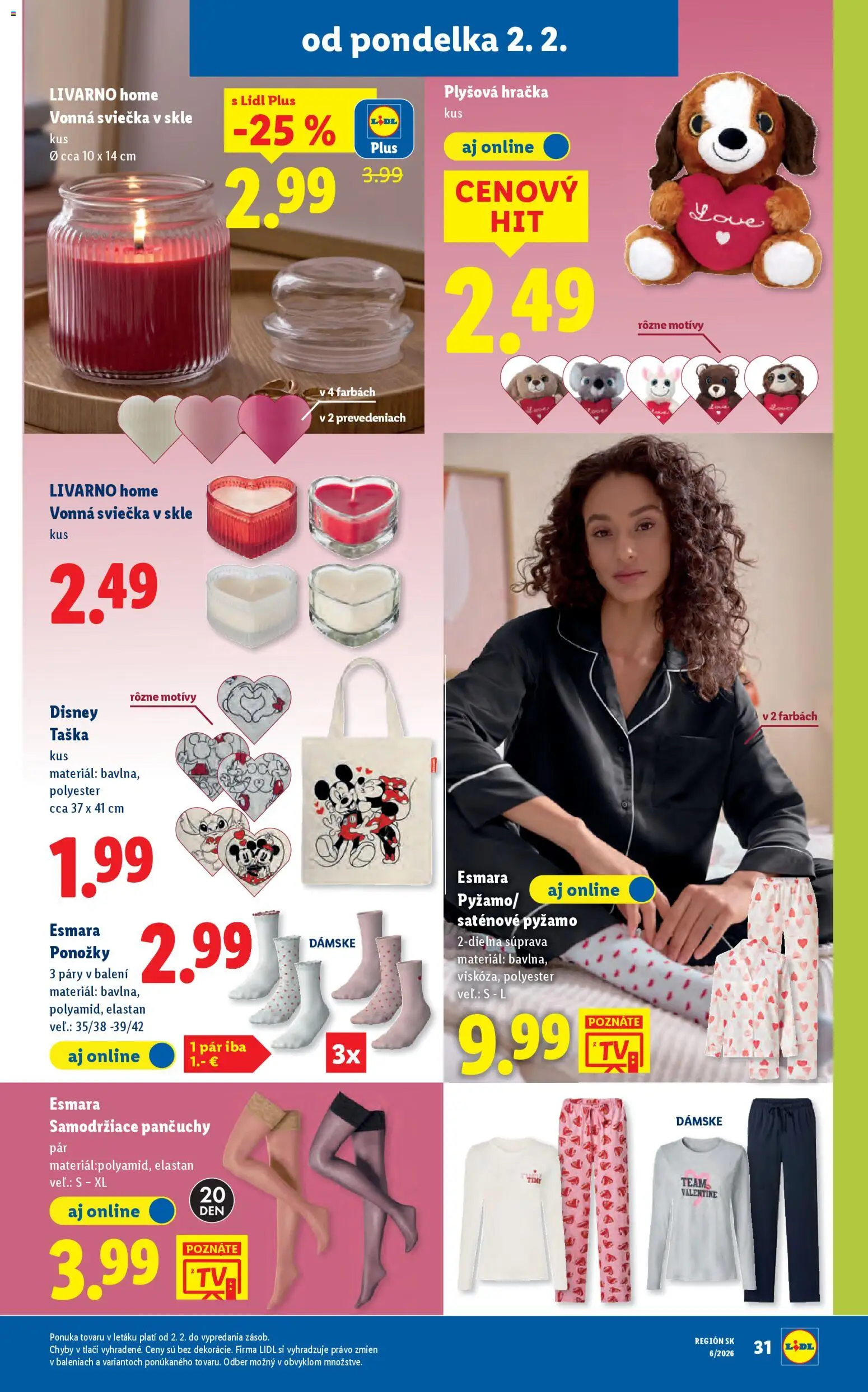 Nové Lidl akcie – leták je platný od 05.02.2026 | Strana: 81 | Produkty: Ponožky, Pyžamo, Taška