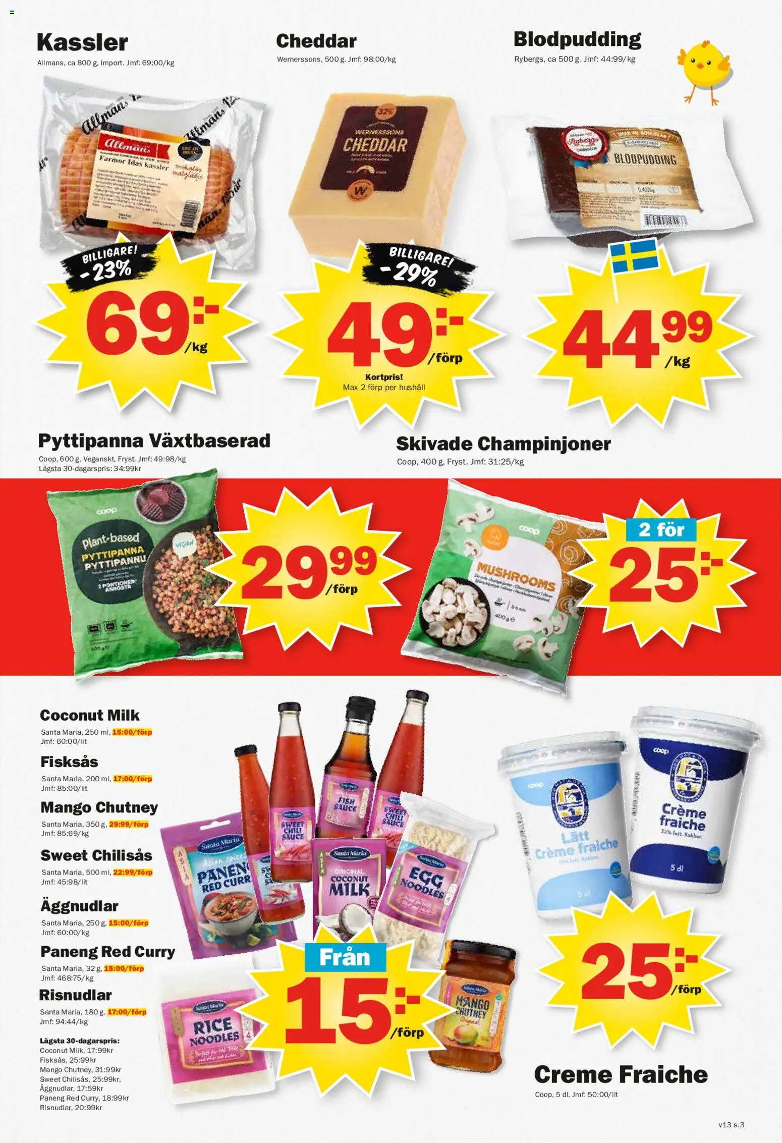 Pekås reklamblad aktuell från 23.03.2026 | Sida: 3 | Produkter: Kassler, Cheddar, Creme fraiche, Mango