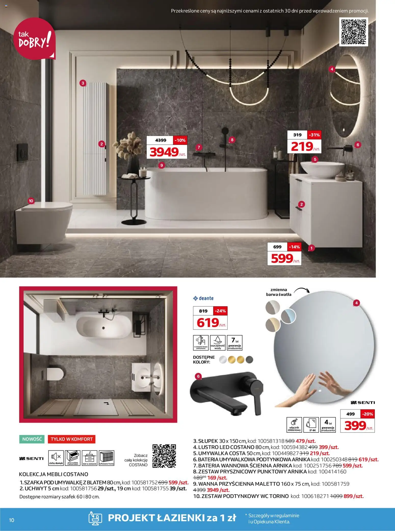 Komfort Gazetka od 07.01.2026 | Strona: 10 | Produkty: Umywalka, Bateria, Lustro