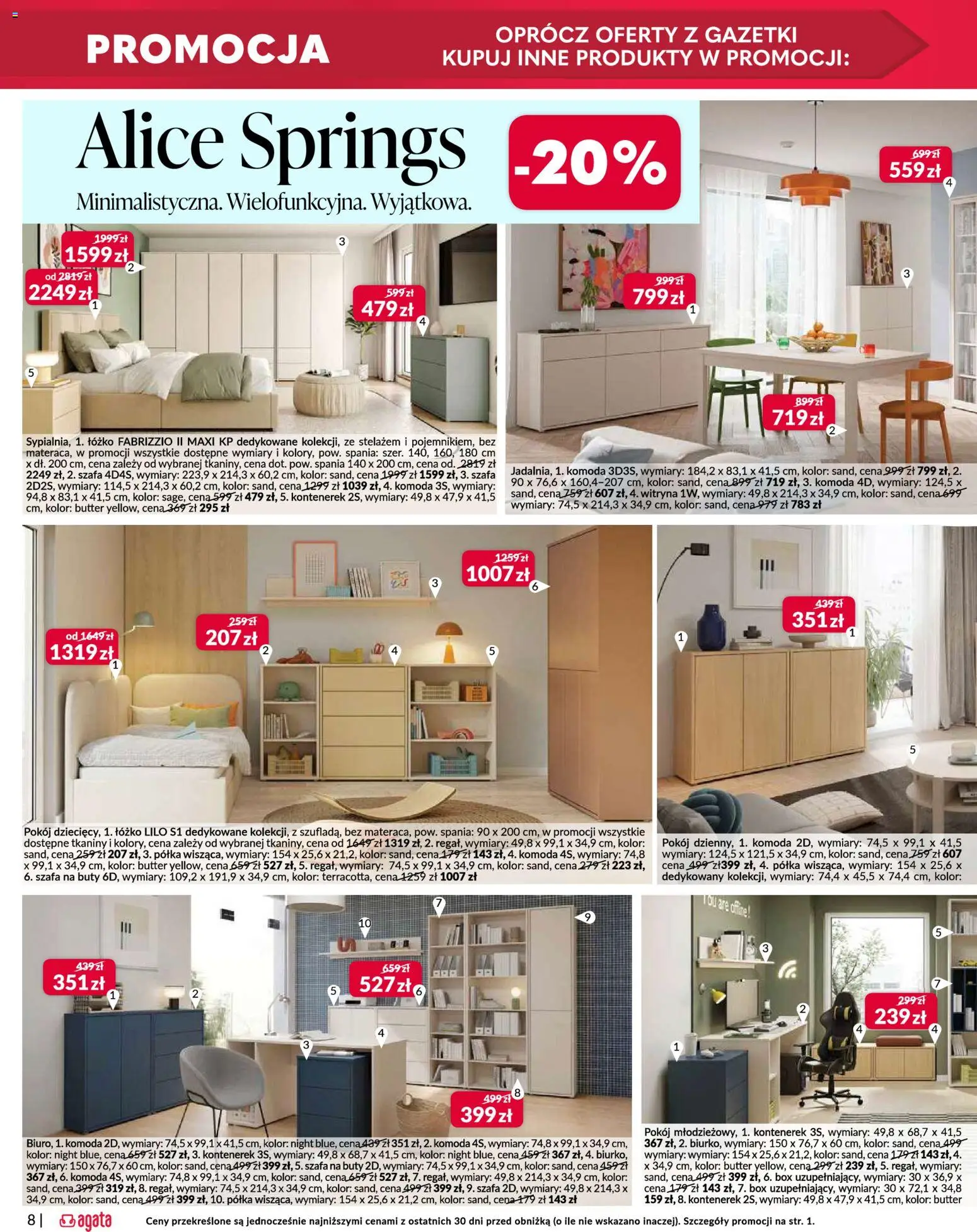 Salony Agata Gazetka - Otwarcie sklepu w Mysiadle od 26.02.2026 | Strona: 8 | Produkty: Buty, Łóżko, Półka, Witryna