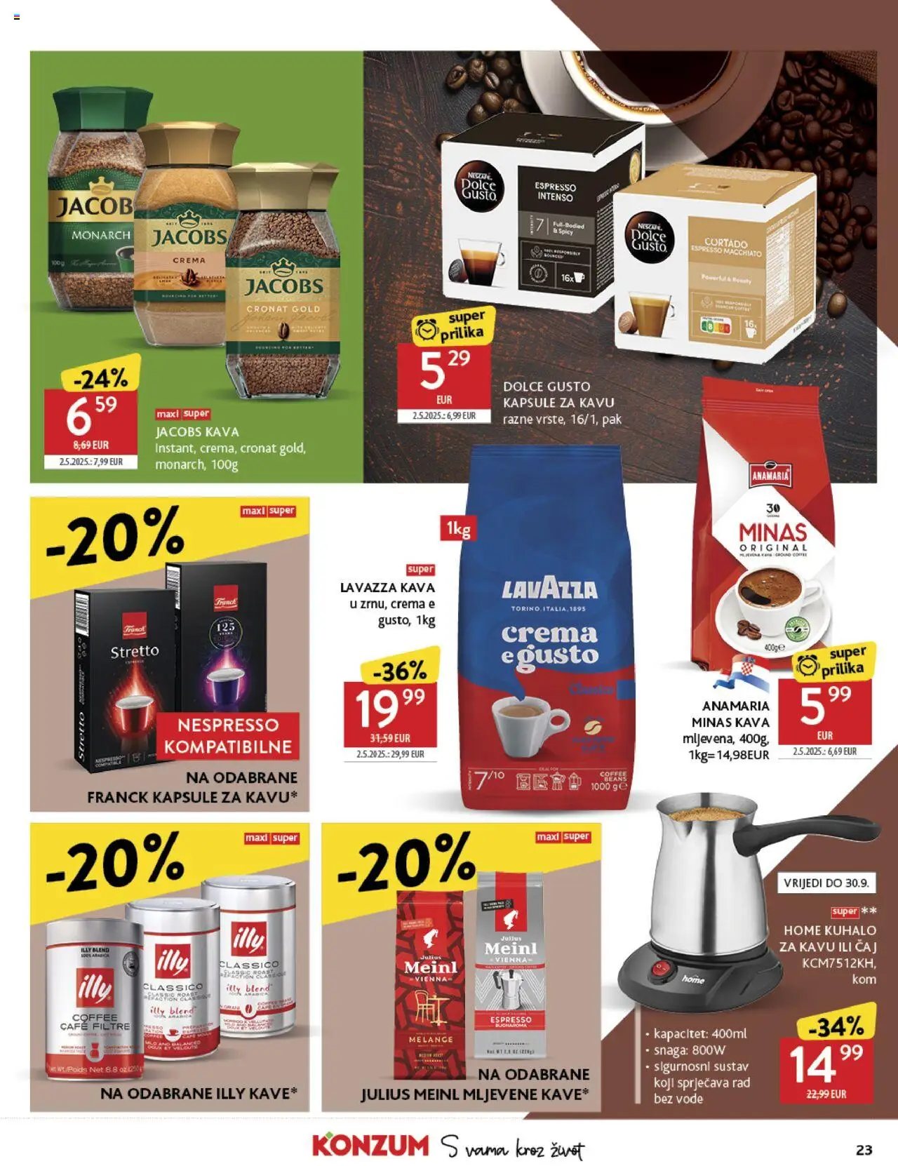 Konzum HR akciós ujság - amely érvényes a következő dátumtól: 24.09.2025 | Oldal: 23 | Termékek: Dolce Gusto