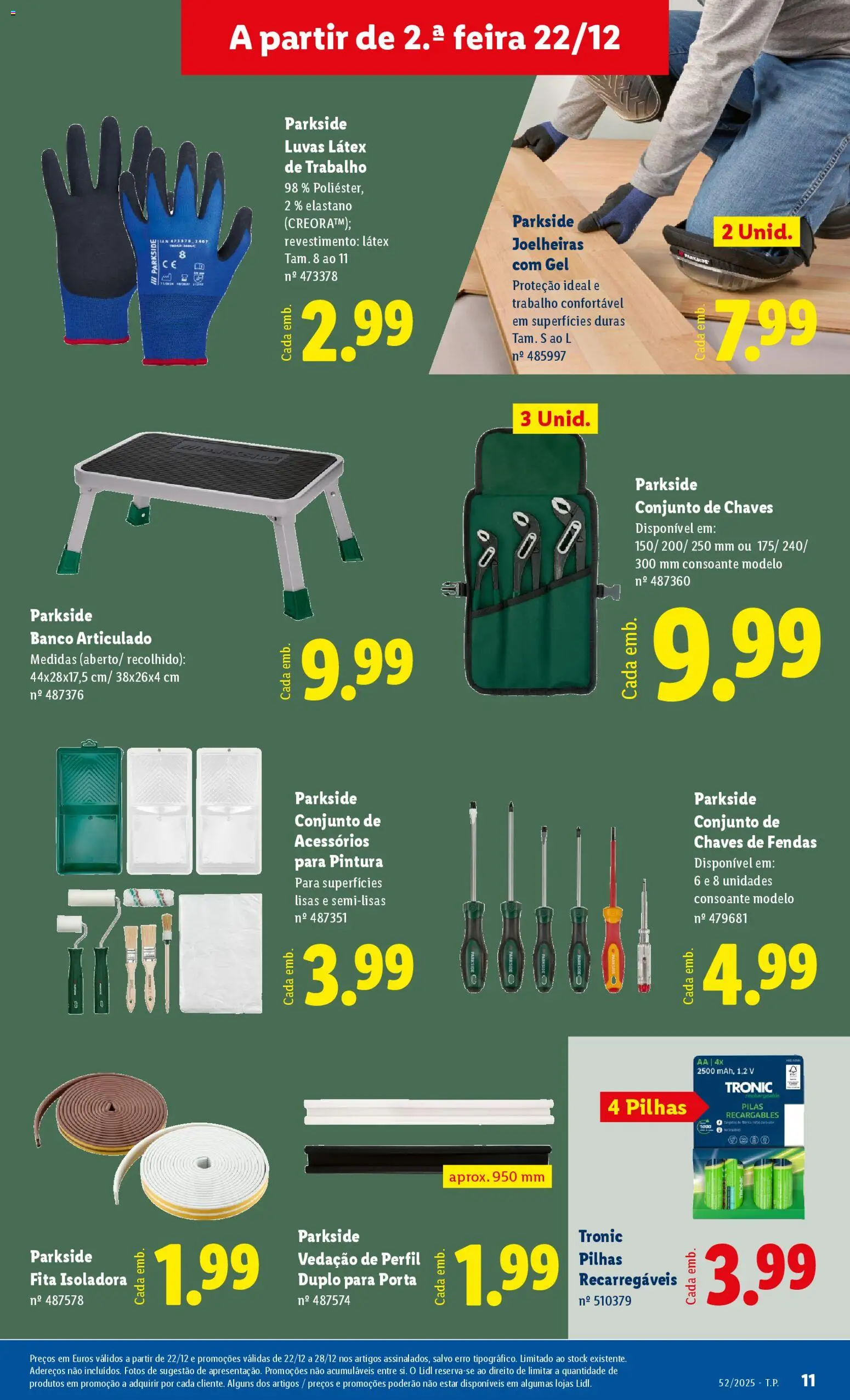 Lidl Novidades │ válido de 22.12.2025 | Página: 11 | Produtos: Luvas, Porta, Banco, Pilhas