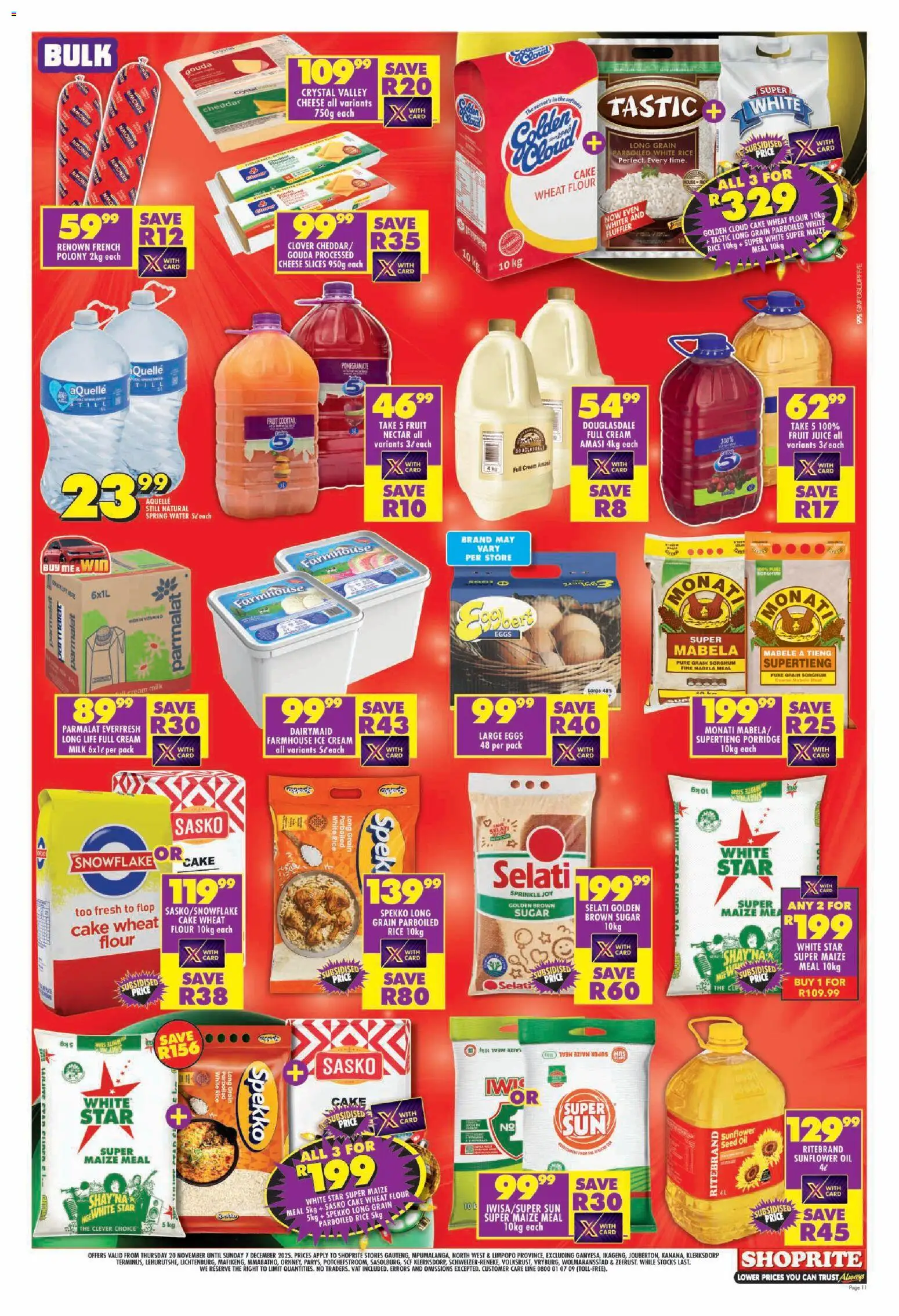 New Shoprite catalogue – valid from 20.11.2025 | Page: 11 | Products: Cake, Flour, Juice, Ice cream