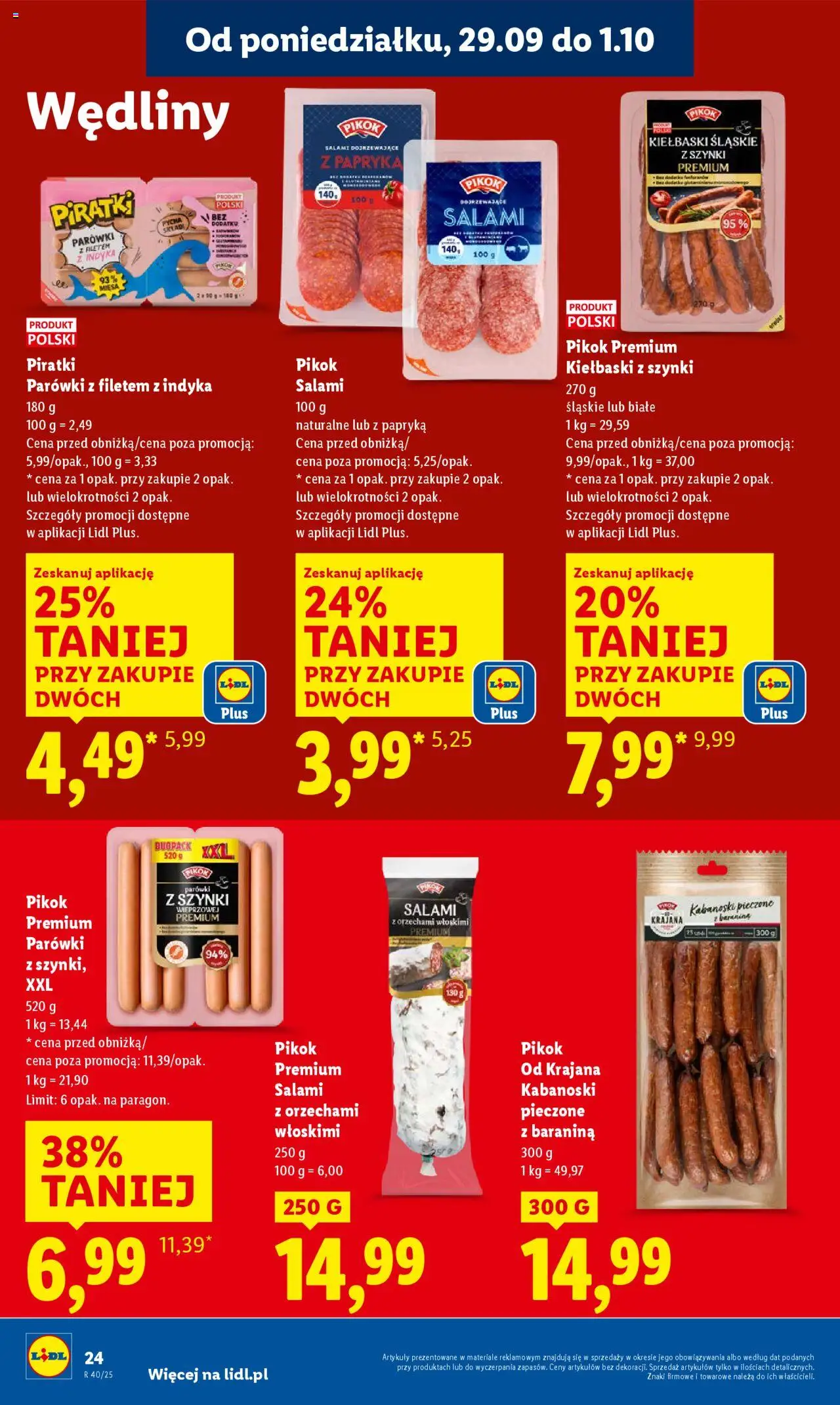 Lidl Gazetka od 29.09.2025 | Strona: 26 | Produkty: Parówki z szynki, Papryka, Salami, Wędliny