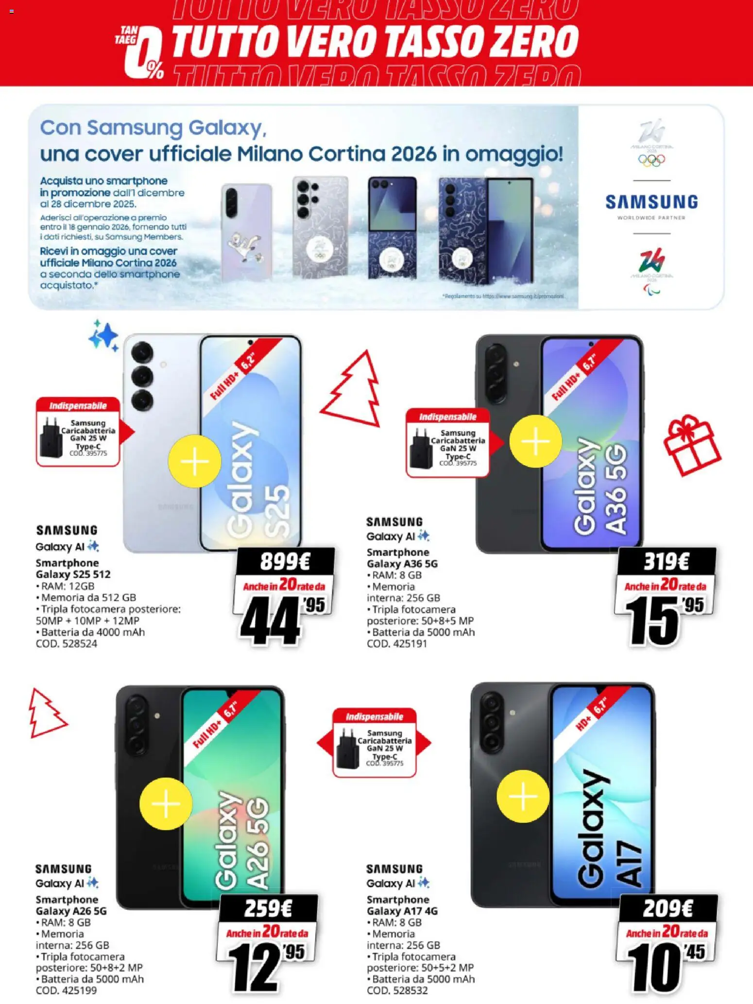 Volantino Media World del 15.12.2025 | Pagina: 2 | Prodotti: Samsung Galaxy, Smartphone, Fotocamera, Samsung