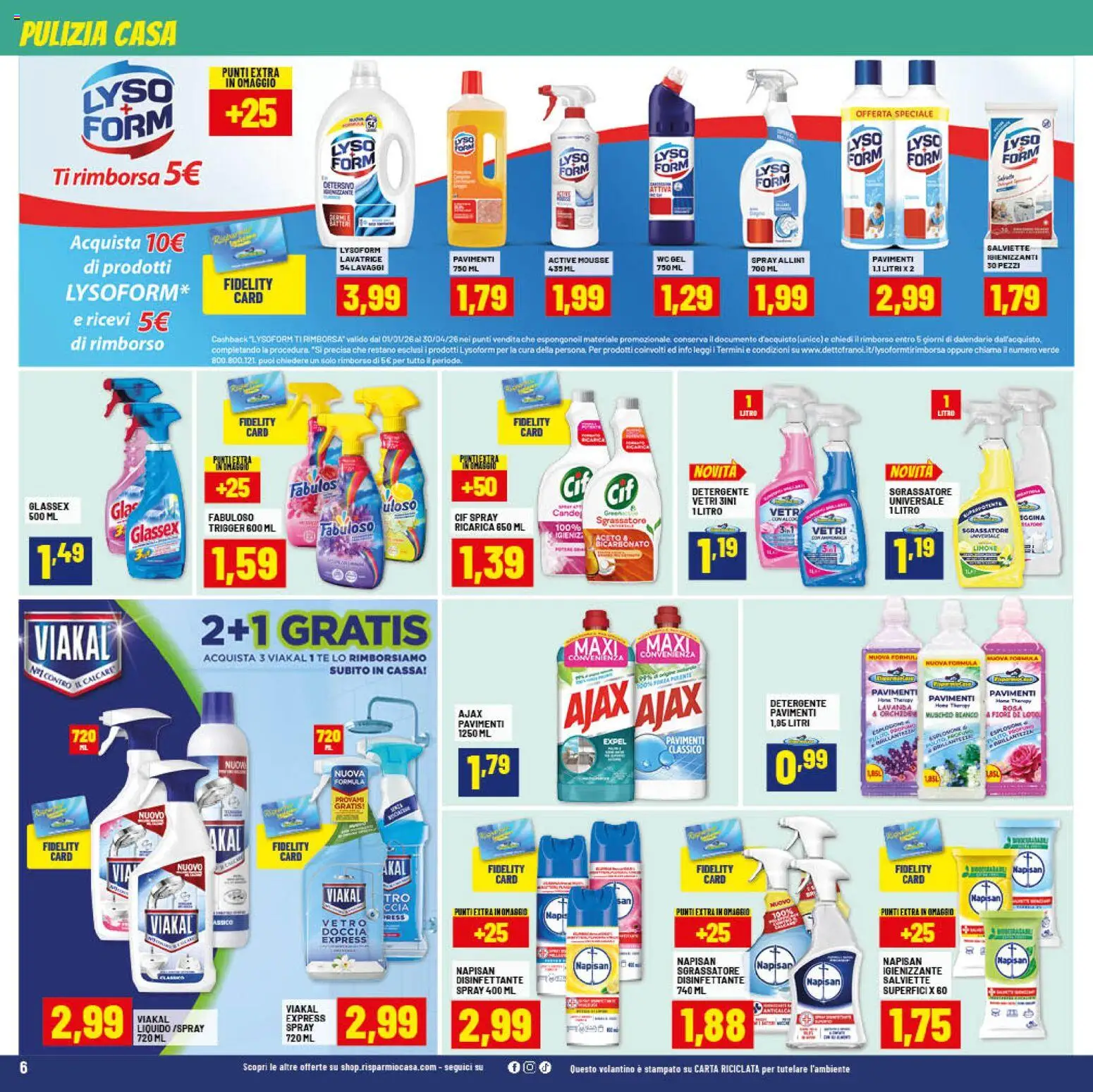 Volantino RisparmioCasa del 26.03.2026 | Pagina: 6 | Prodotti: Sgrassatore, Limone, WC, Doccia
