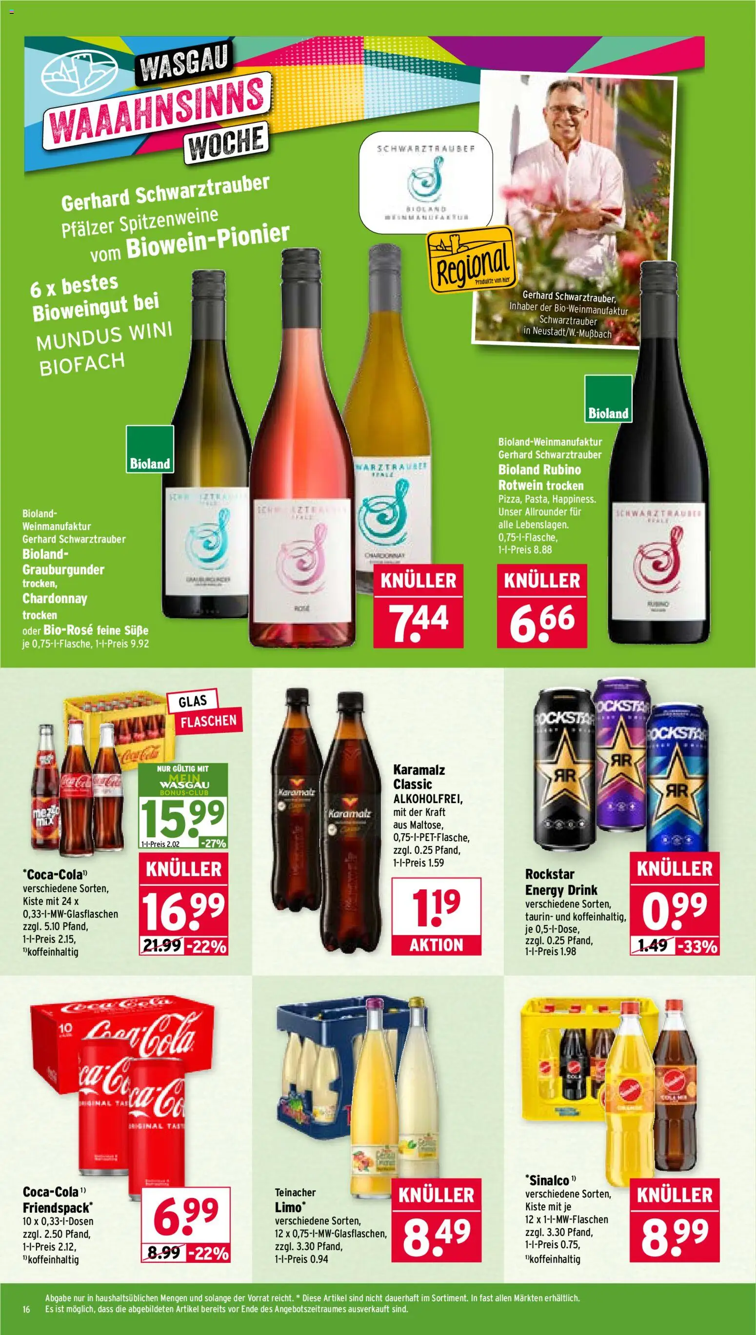 Wasgau Prospekt 	 – gültig ab 03.11.2025 | Seite: 16 | Produkte: Energy, Rotwein, Rotwein trocken, Rockstar