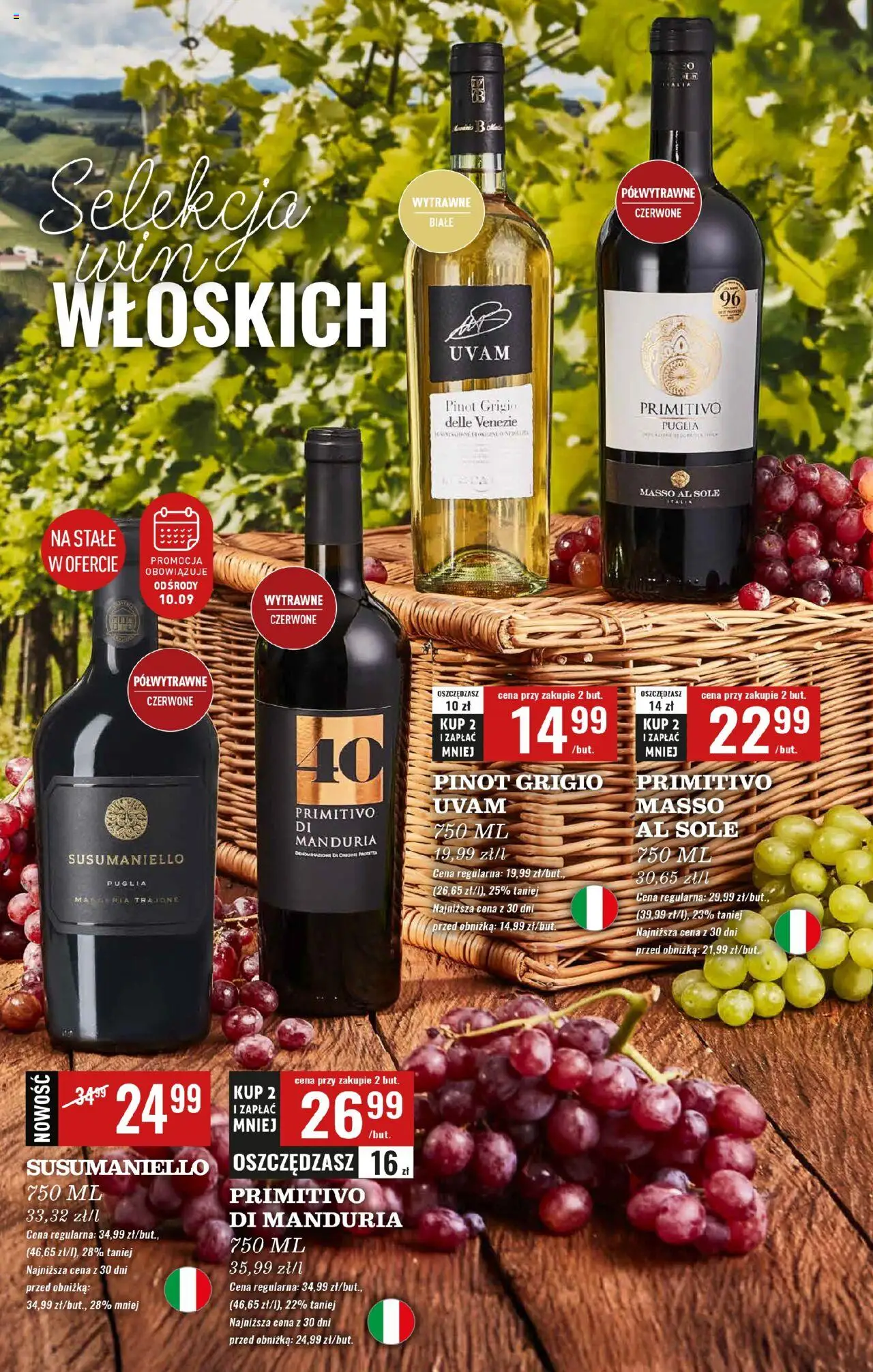 Biedronka gazetka - Czas na toast od 08.09.2025 | Strona: 9 | Produkty: Primitivo Di Manduria