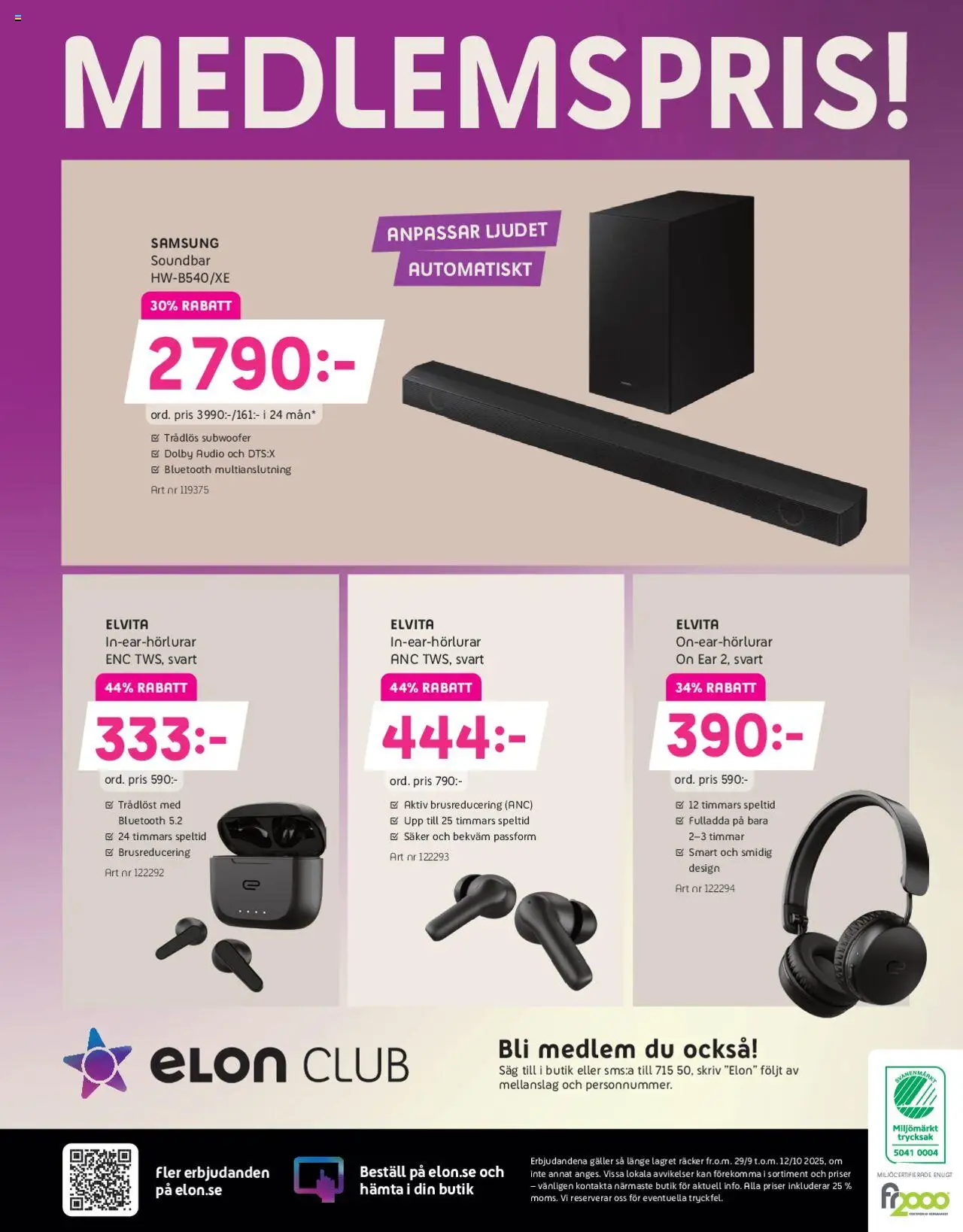 Elon reklamblad aktuell från 29.09.2025 | Sida: 12 | Produkter: Såg, Galler, Audio