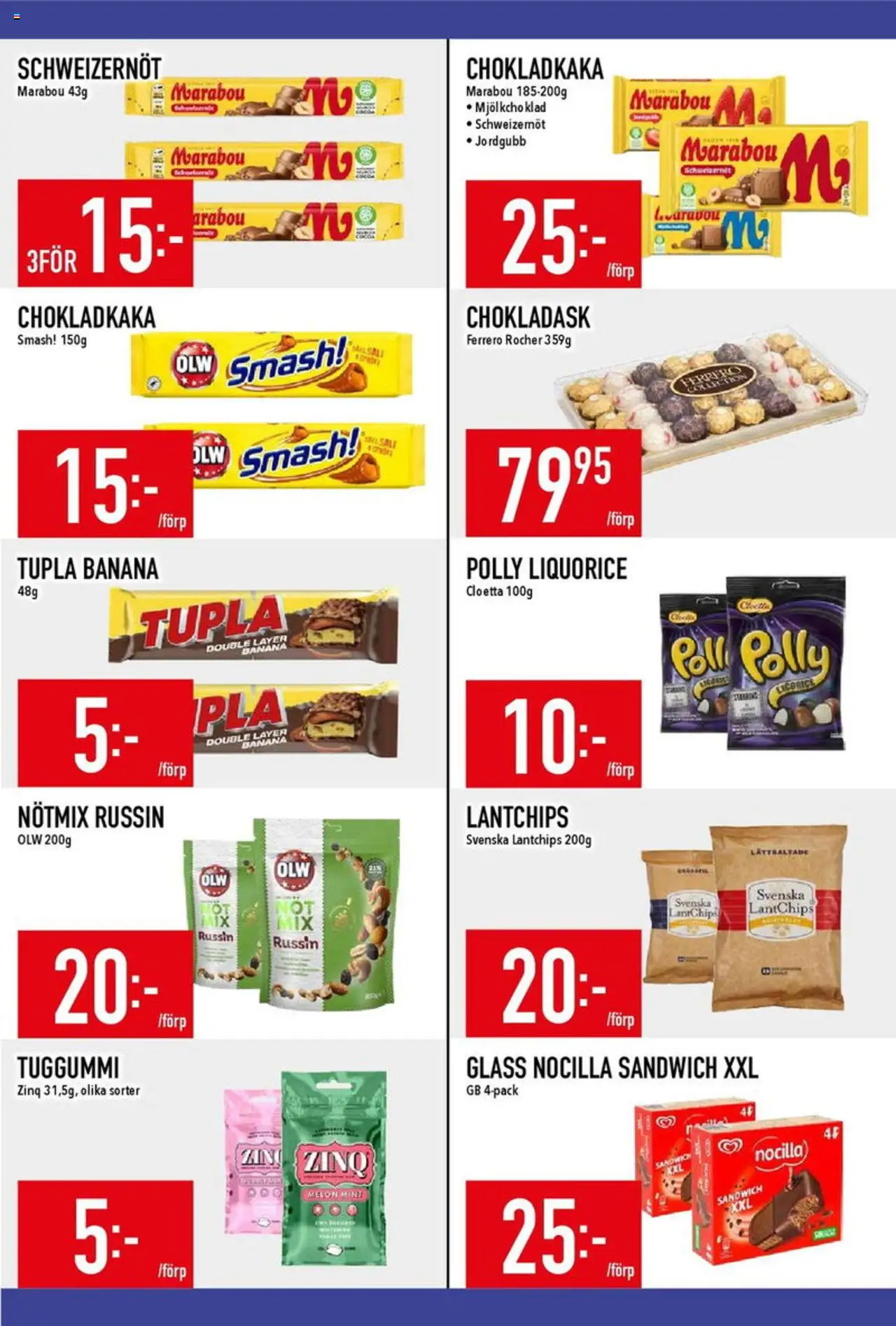 Matdax reklamblad aktuell från 11.08.2025 | Sida: 15 | Produkter: Salt, Sandwich, Chokladkaka, Glass