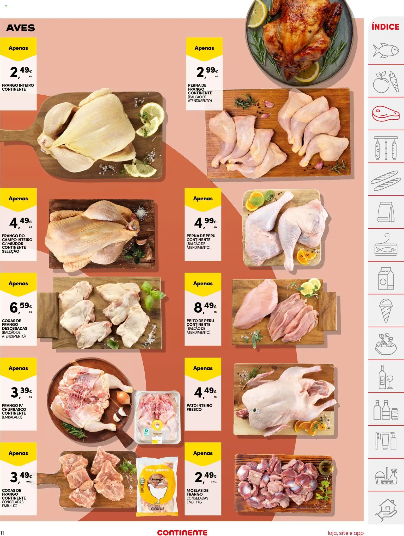 Continente folheto │ válido de 21.04.2026 | Página: 11 | Produtos: Peito de peru, Frango, Peru, Moelas