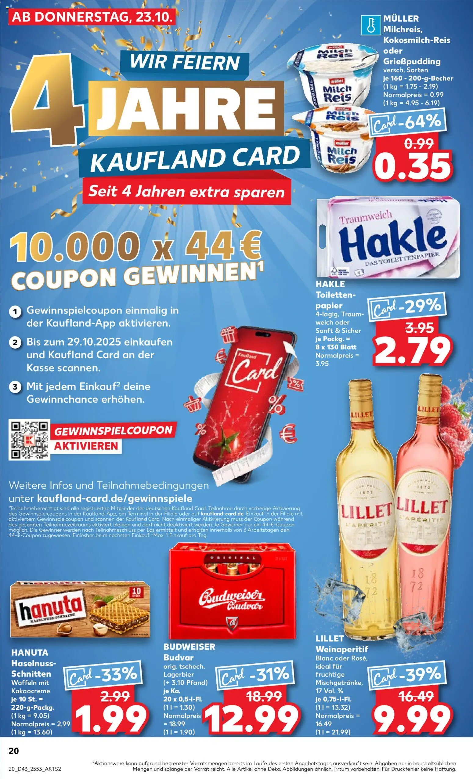 Kaufland prospekt Hannover	 – gültig ab 26.10.2025 | Seite: 20 | Produkte: Milch, Lillet, Budweiser, Reis