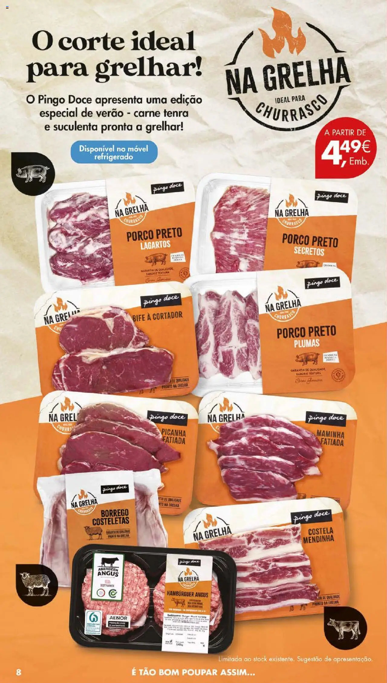 Pingo Doce folheto │ válido de 05.08.2025 | Página: 8 | Produtos: Cortador, Lagartos porco, Hambúrguer, Carne