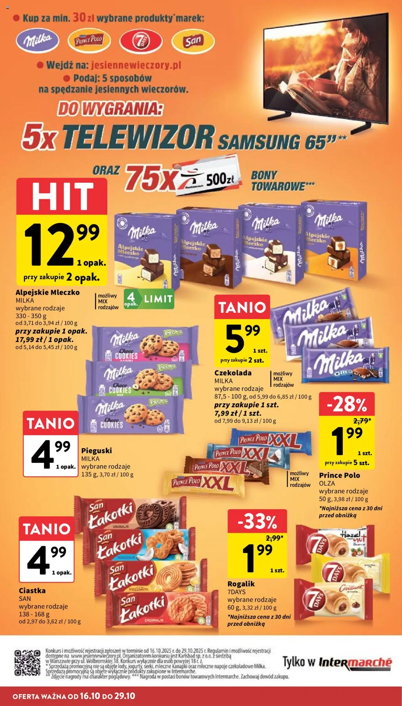 Intermarche Gazetka od 16.10.2025 | Strona: 24 | Produkty: Telewizor, Napoje, Milka, Ciastka
