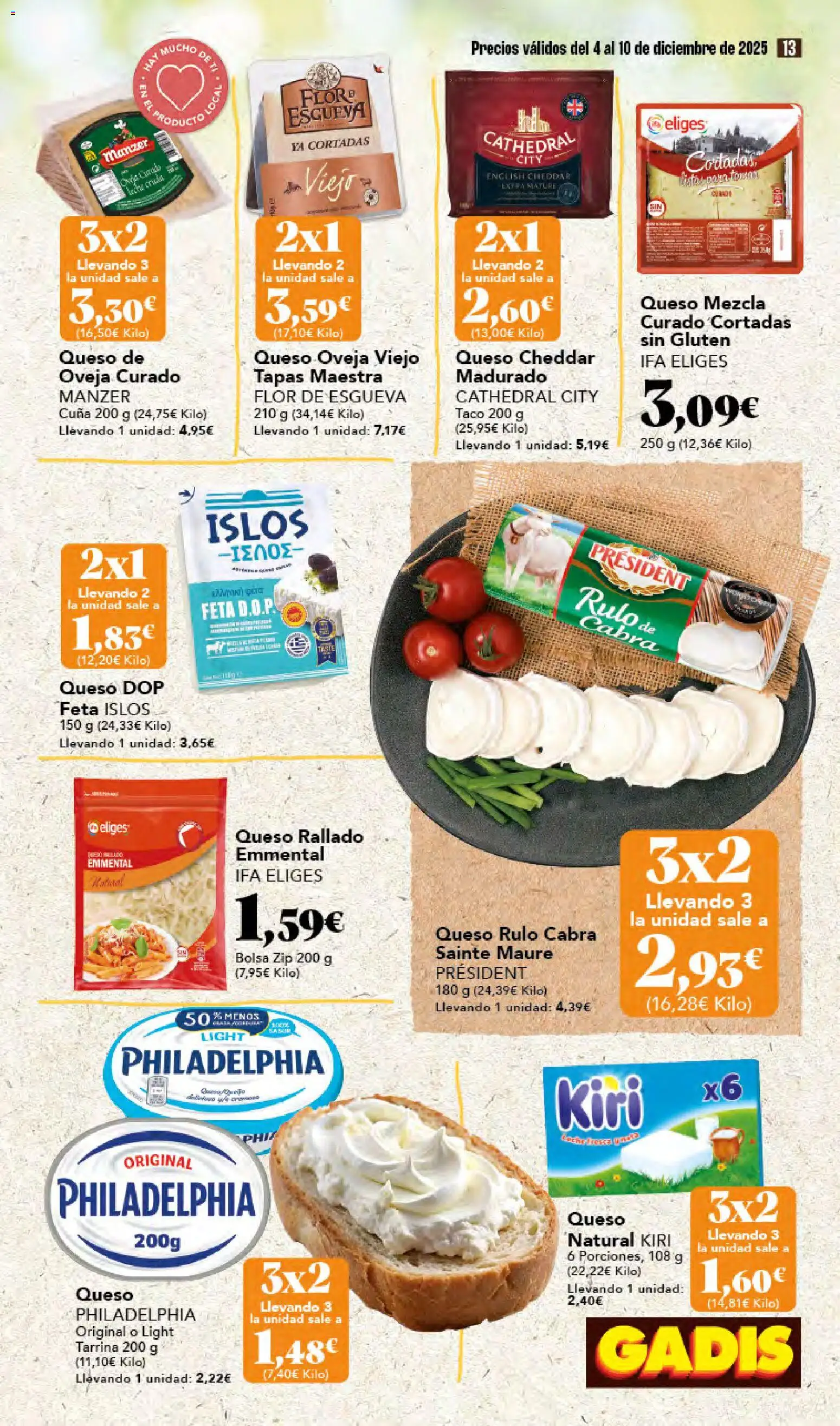 Gadis - folleto │ válido desde el 04.12.2025 | Página: 13 | Productos: Queso, Queso rallado, Bolsa, Cuna