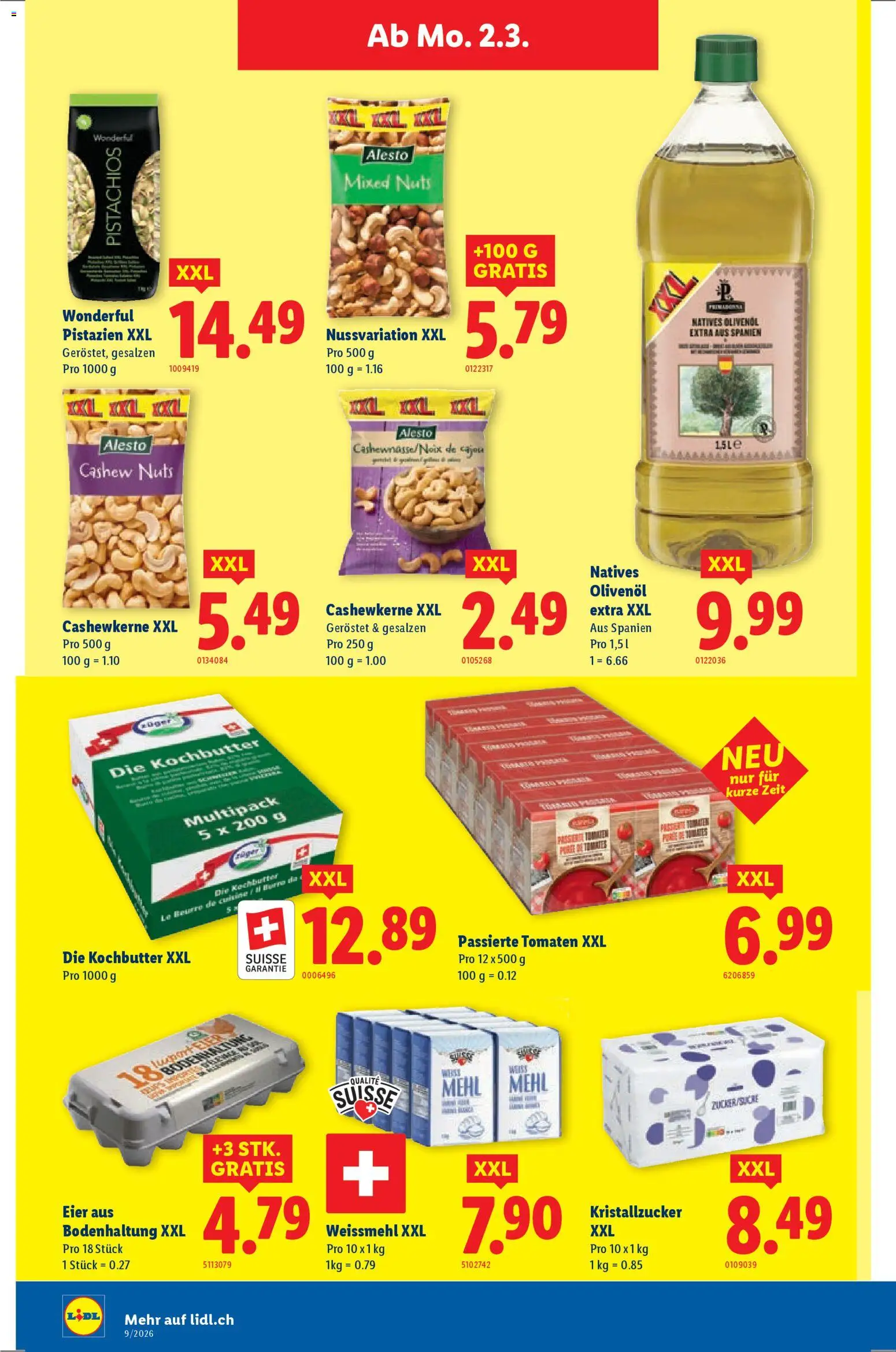 Lidl Aktionen – gültig ab 26.02.2026 | Seite: 32 | Produkte: Mehl, Eier, Tomaten