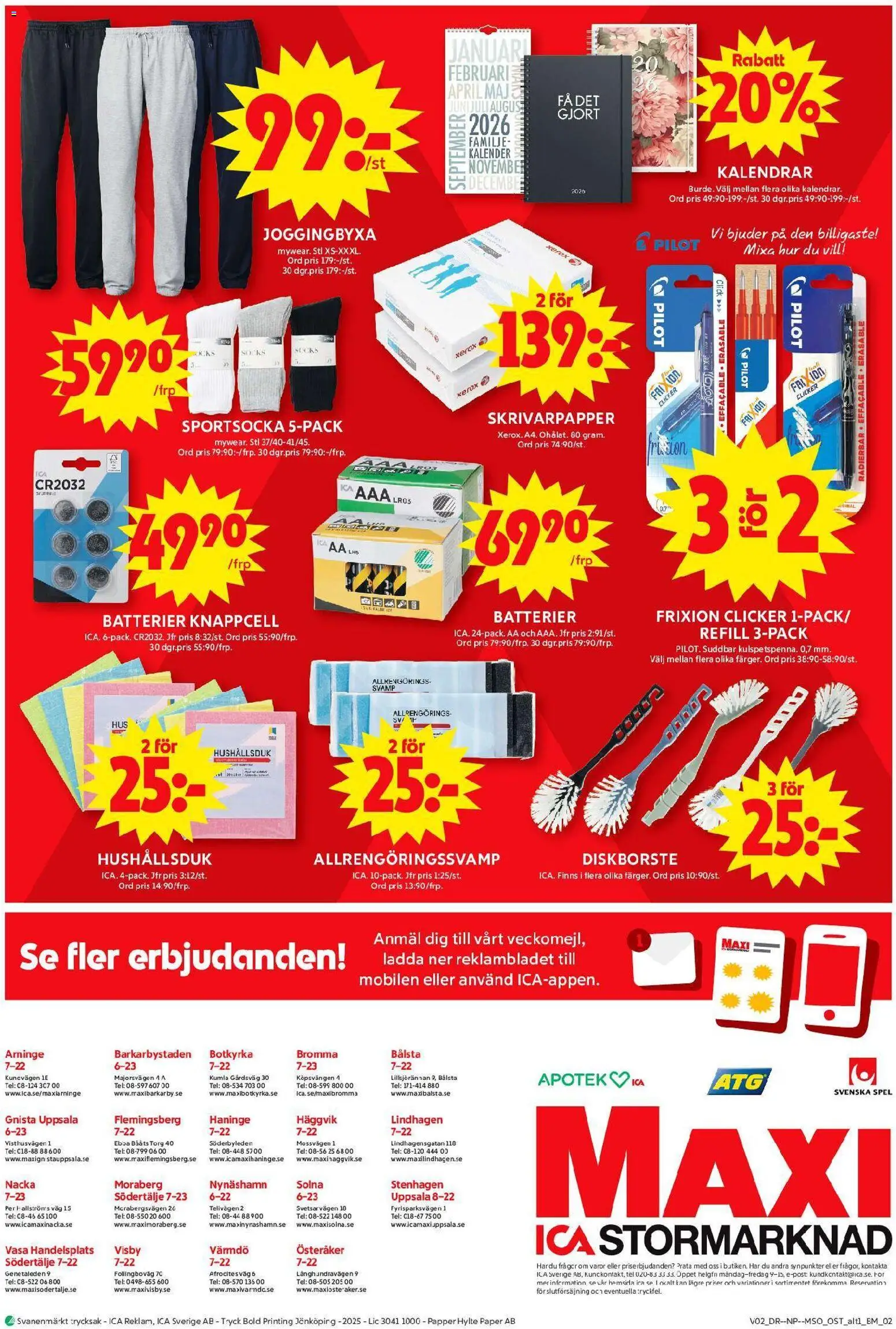 ICA Maxi reklamblad aktuell från 05.01.2026 | Sida: 9 | Produkter: Batterier, Svamp, Papper, Kalender