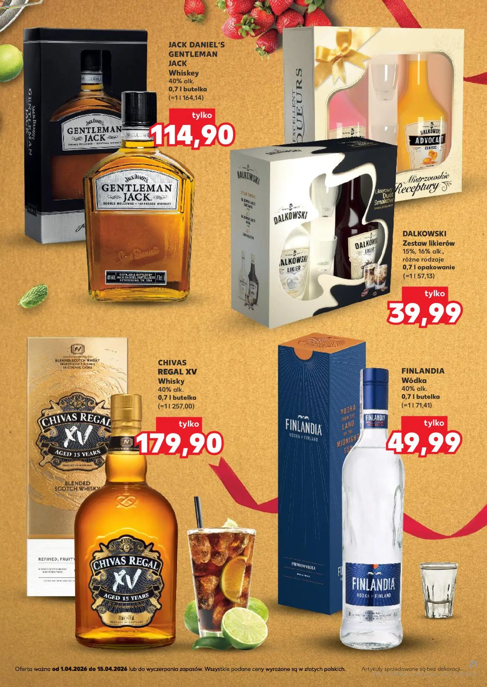 Kaufland Polsko leták - Barek od 01.04.2026 | Strana: 21 | Produkty: Whiskey, Chivas Regal, Vodka, Regál