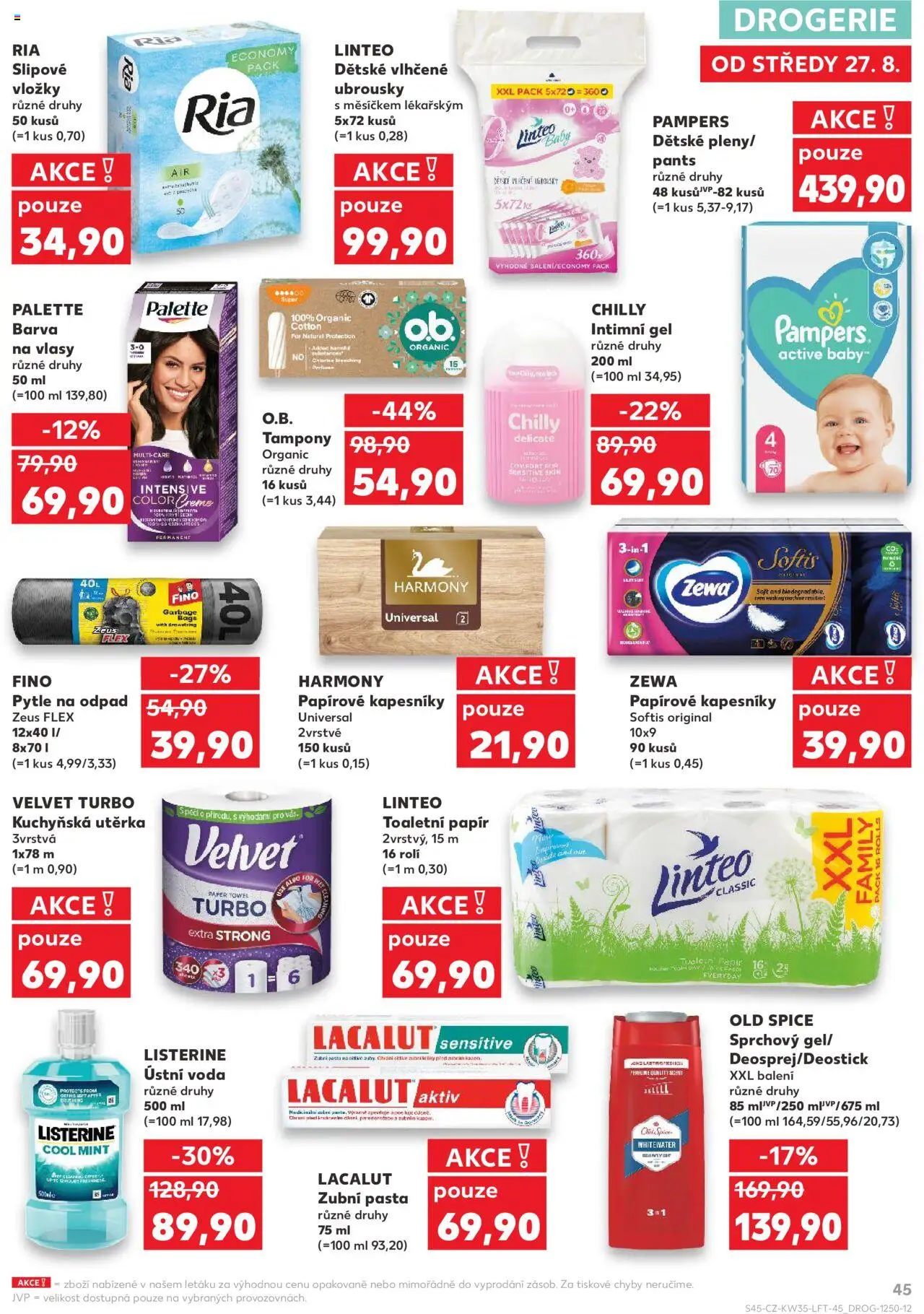 Kaufland leták - Brno od 27.08.2025 | Strana: 45 | Produkty: Zubní pasta, Vložky, Pampers, Lacalut