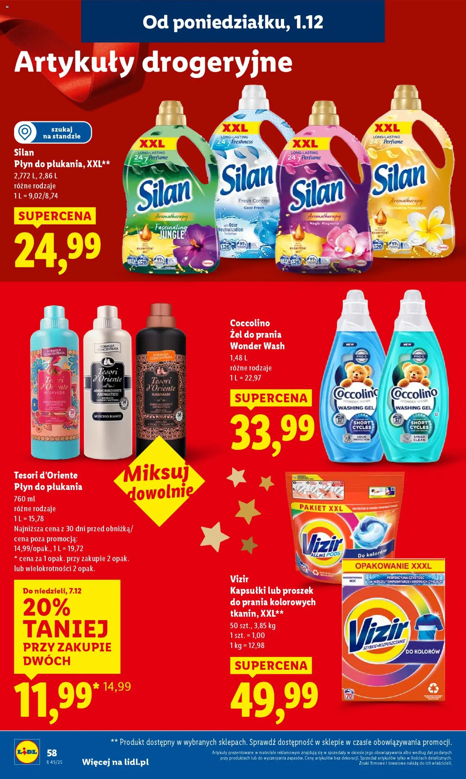 Lidl Gazetka od 01.12.2025 | Strona: 60 | Produkty: Tesori d'oriente, Coccolino, Proszek do prania, Detergent