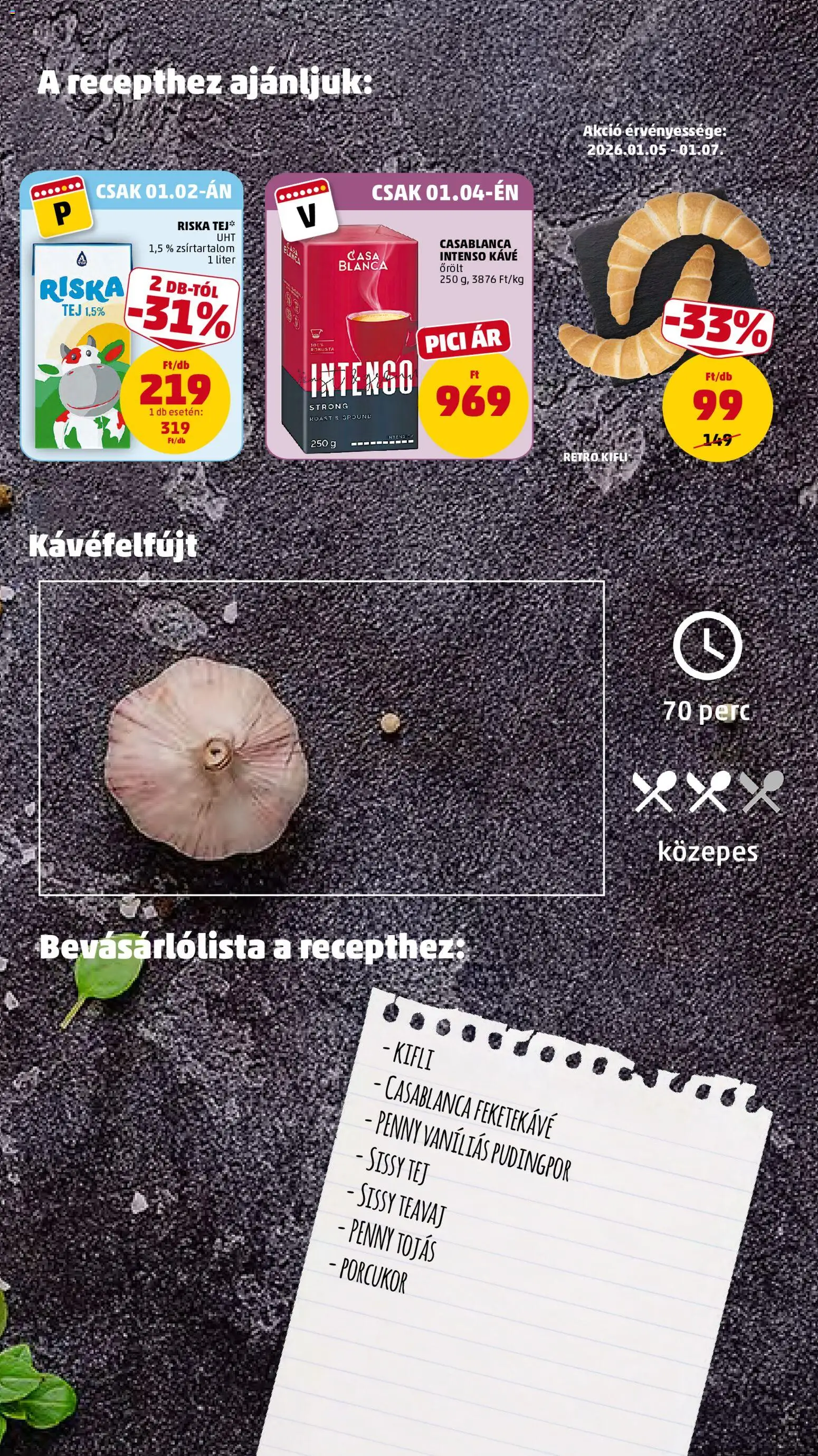 PENNY akciós ujság - amely érvényes a következő dátumtól: 02.01.2026 | Oldal: 9 | Termékek: Kifli, Tej, Tojás, Kávé