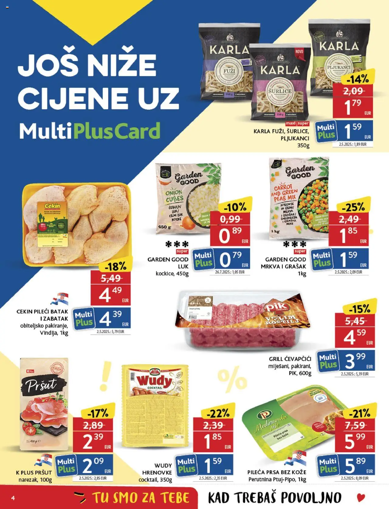 Konzum katalog | vrijedi od 01.10.2025 | Stranica: 4 | Proizvodi: Mrkva, Luk, Grašak, Ćevapčići