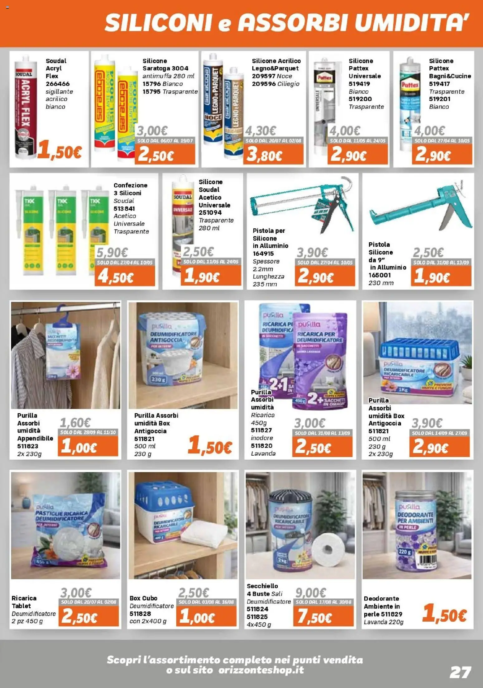Volantino Orizzonte del 15.04.2026 | Pagina: 27 | Prodotti: Deumidificatore, Tablet, Silicone, Alluminio