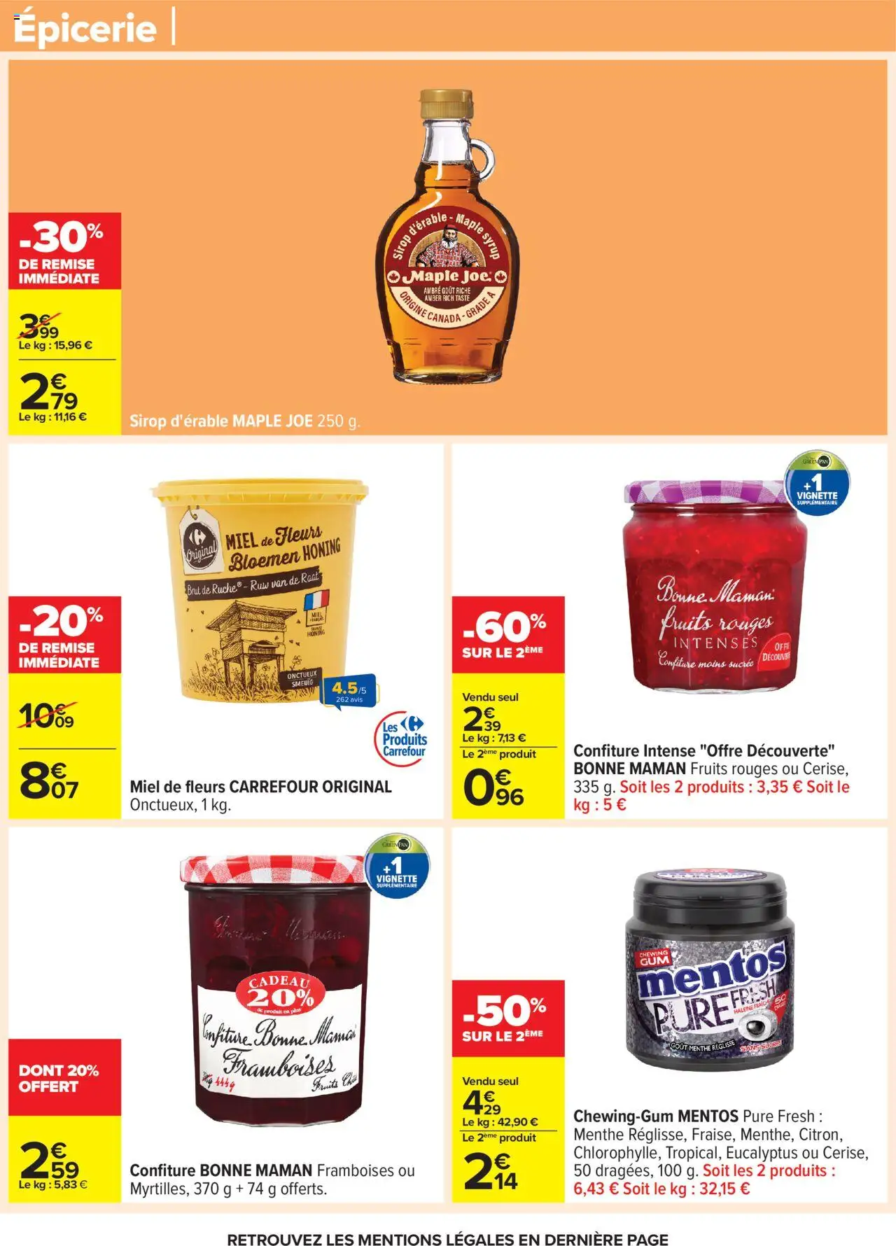 {H1} | Page: 37 | Produits: Confiture Bonne Maman, Menthe, Miel