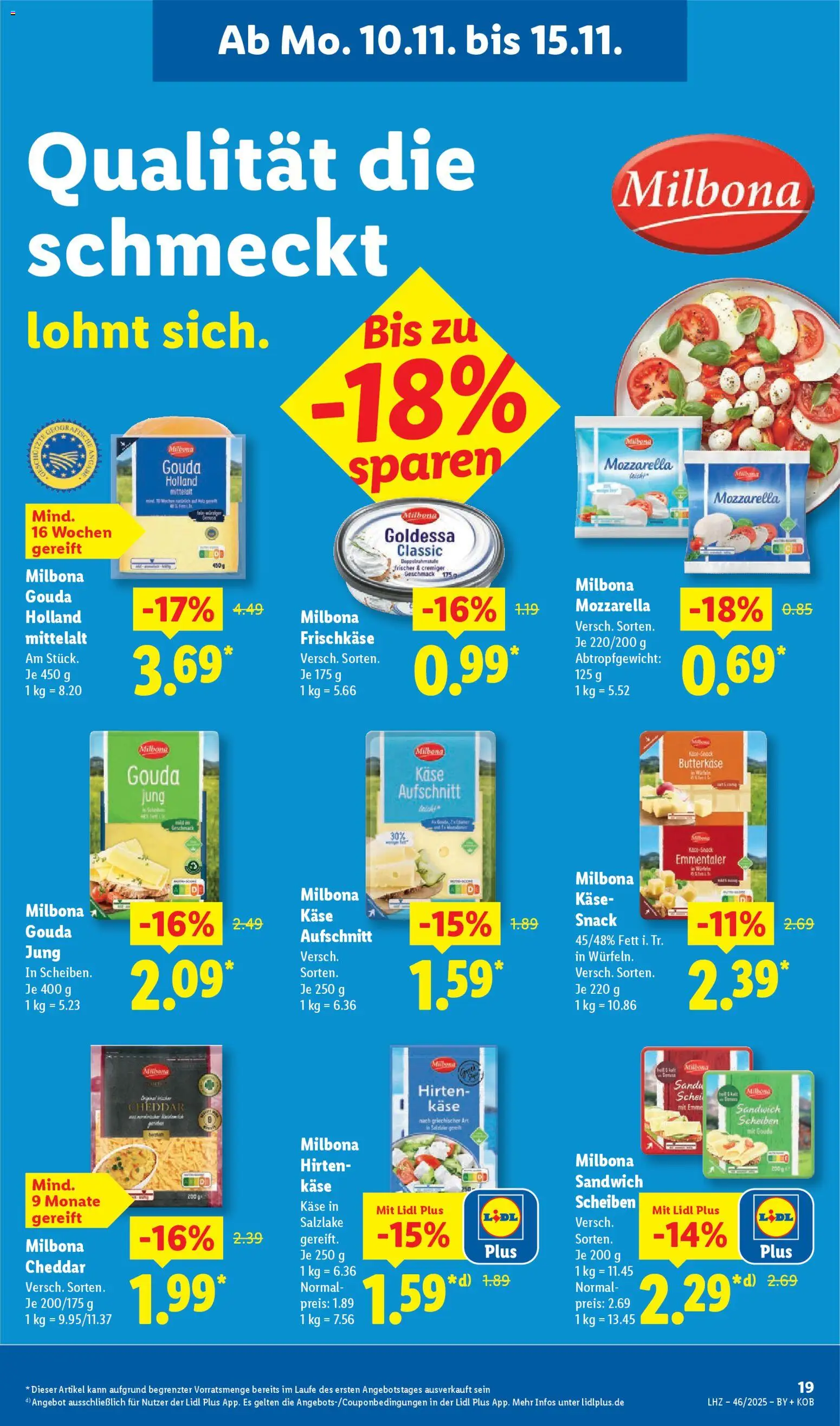Lidl Prospekt Aarbergen – gültig ab 10.11.2025 | Seite: 27 | Produkte: Käse, Mozzarella, Gouda, Frischkase