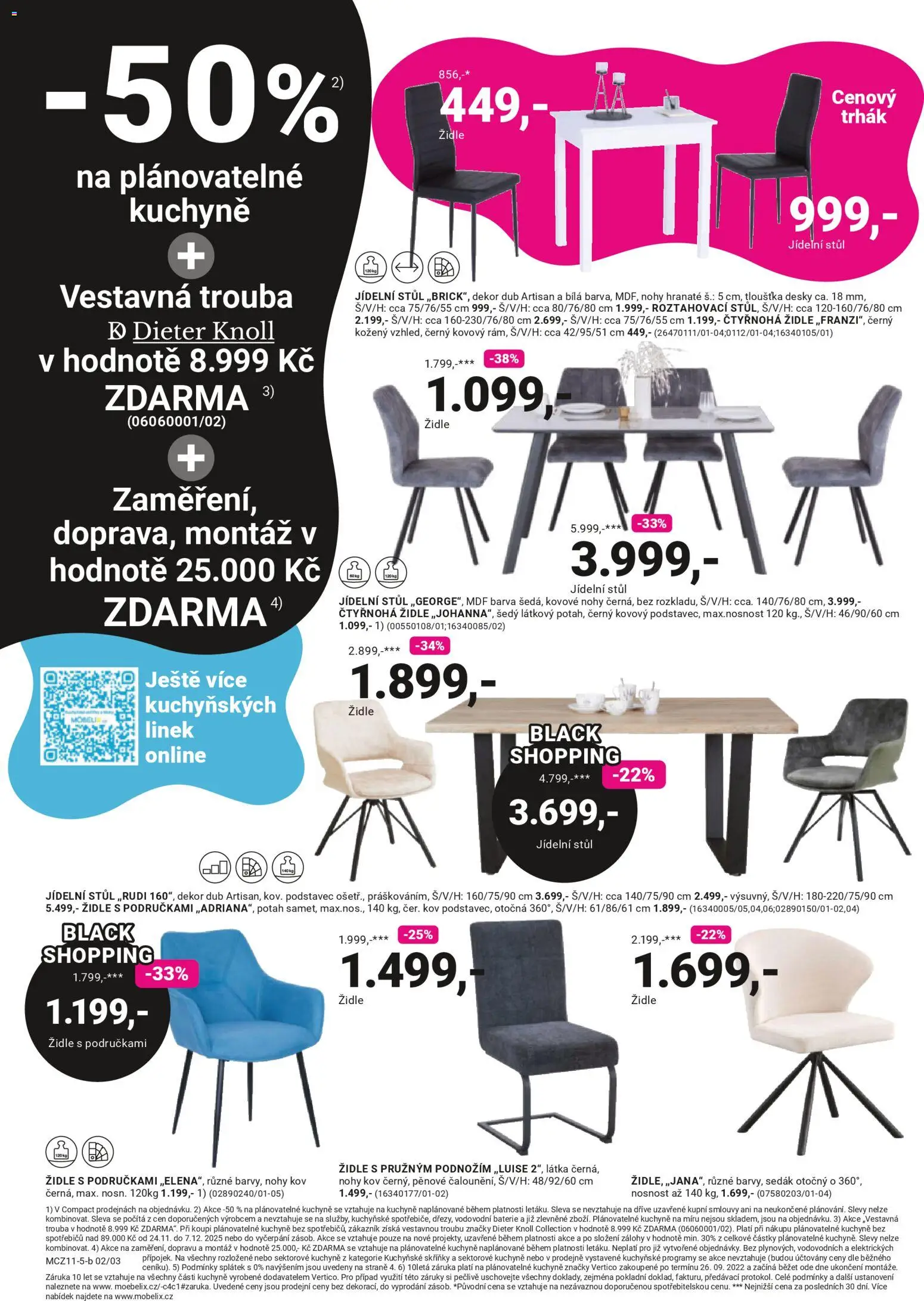 Möbelix Black Friday od 24.11.2025 | Strana: 2 | Produkty: Kuchyňské skříňky, Stůl, Židle, Desky
