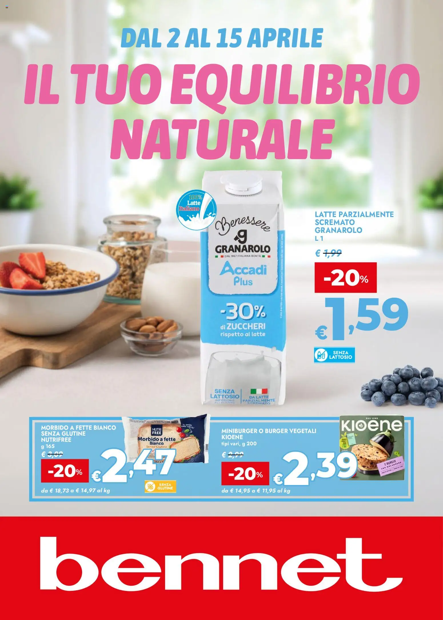 Volantino bennet del 02.04.2026 | Pagina: 1 | Prodotti: Latte, Latte senza lattosio, Latte parzialmente scremato