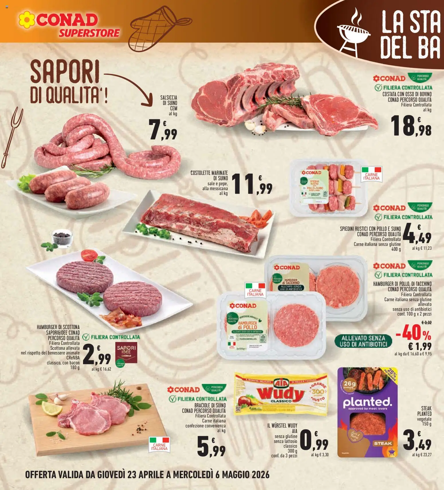 Volantino Conad del 23.04.2026 | Pagina: 14 | Prodotti: Pollo, Sale, Tacchino, Salsiccia
