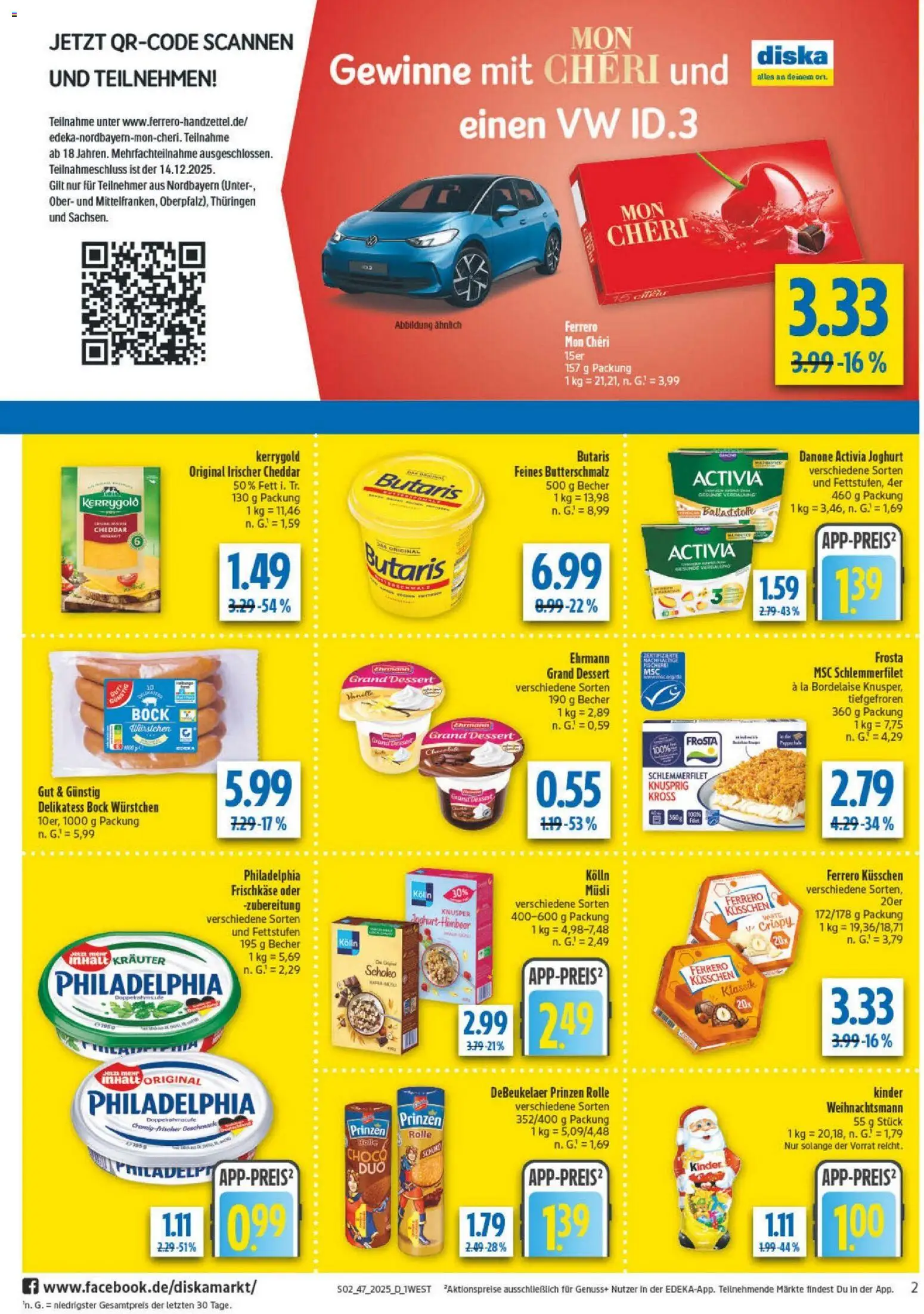 Diska - Diska Angebote Bayern KW47 – gültig ab 17.11.2025 | Seite: 2 | Produkte: Activia, Butterschmalz, Joghurt, Mon cheri