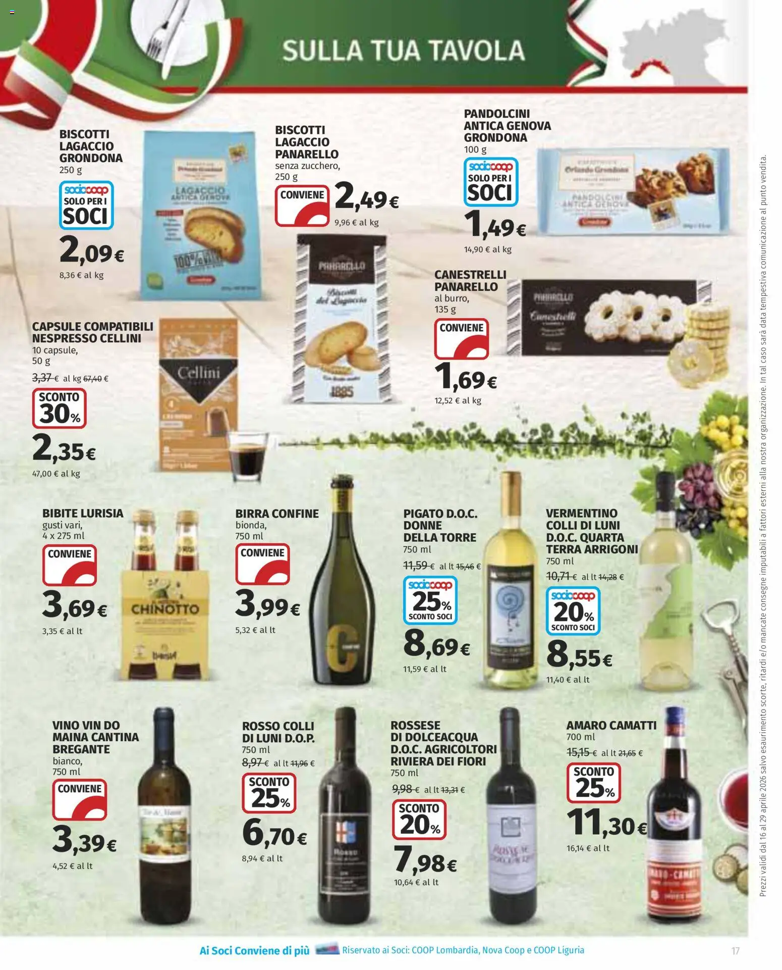 Volantino COOP del 16.04.2026 | Pagina: 17 | Prodotti: Biscotti, Bibite, Amaro, Terra