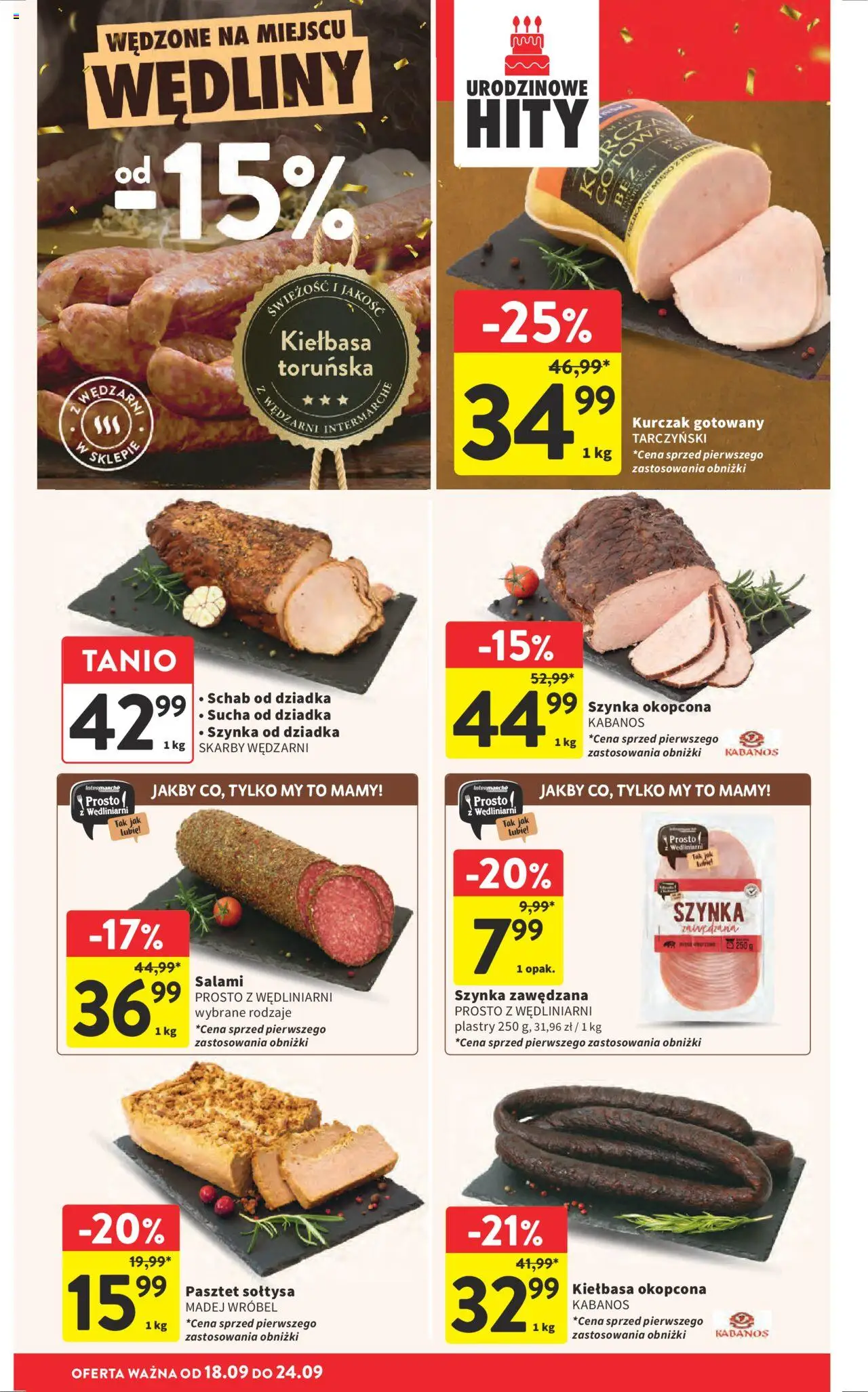 Intermarche Gazetka od 18.09.2025 | Strona: 24 | Produkty: Kiełbasa, Kurczak, Salami, Wędliny