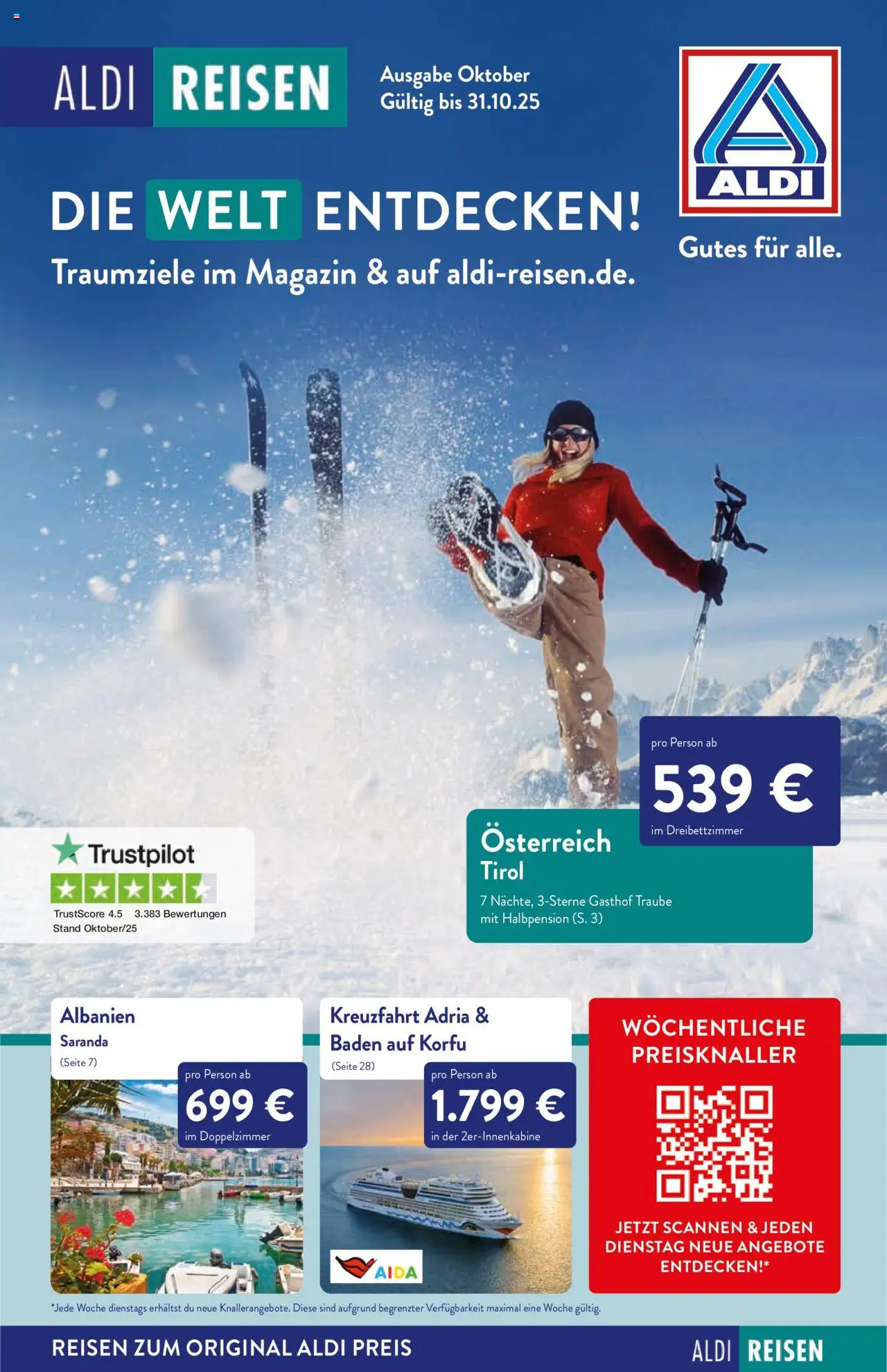 Aldi Reisen  Reisemagazin – gültig ab 01.10.2025 | Seite: 1