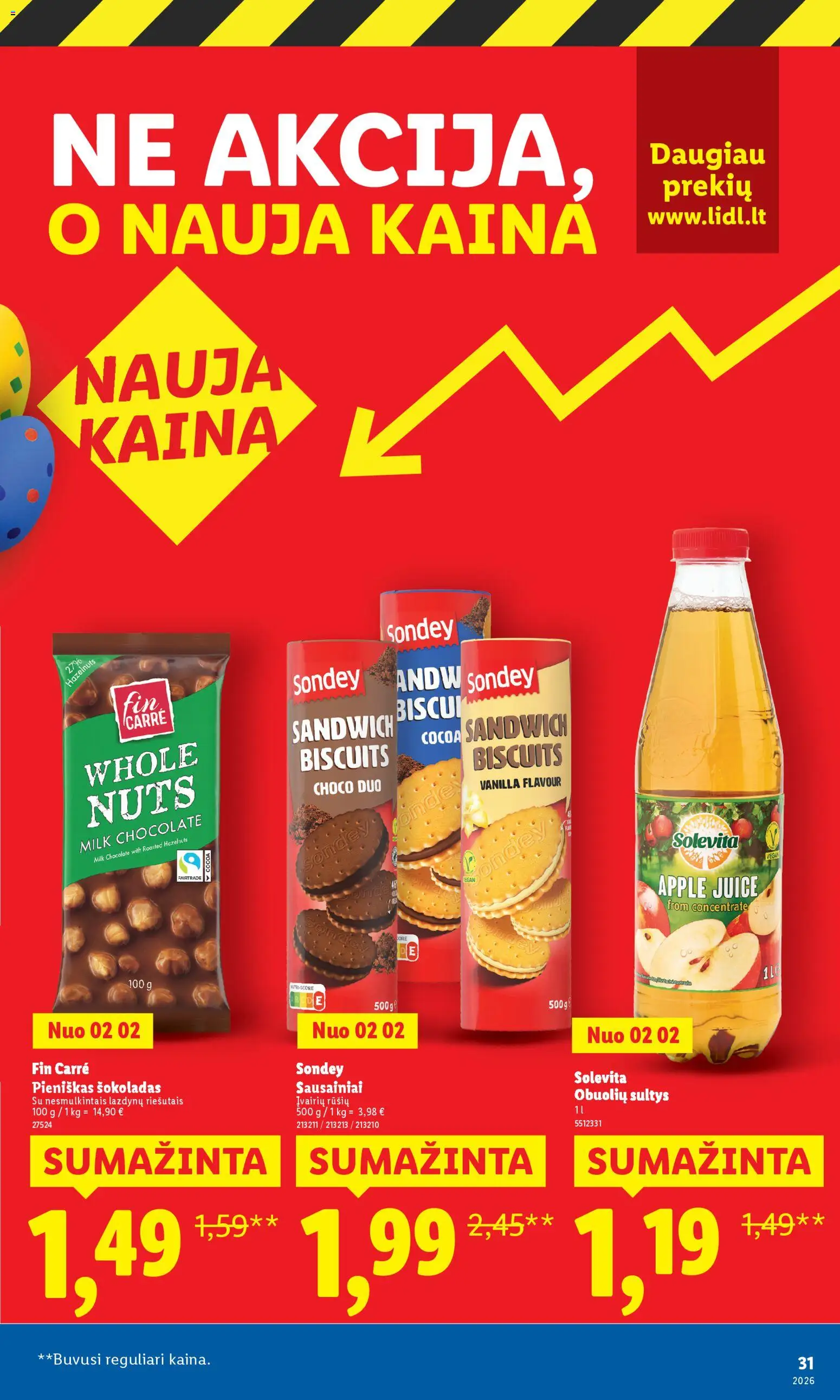 LIDL akcijos nuo 16.03.2026 | Puslapis: 31 | Prekių: Sausainiai, Šokoladas, Sultys