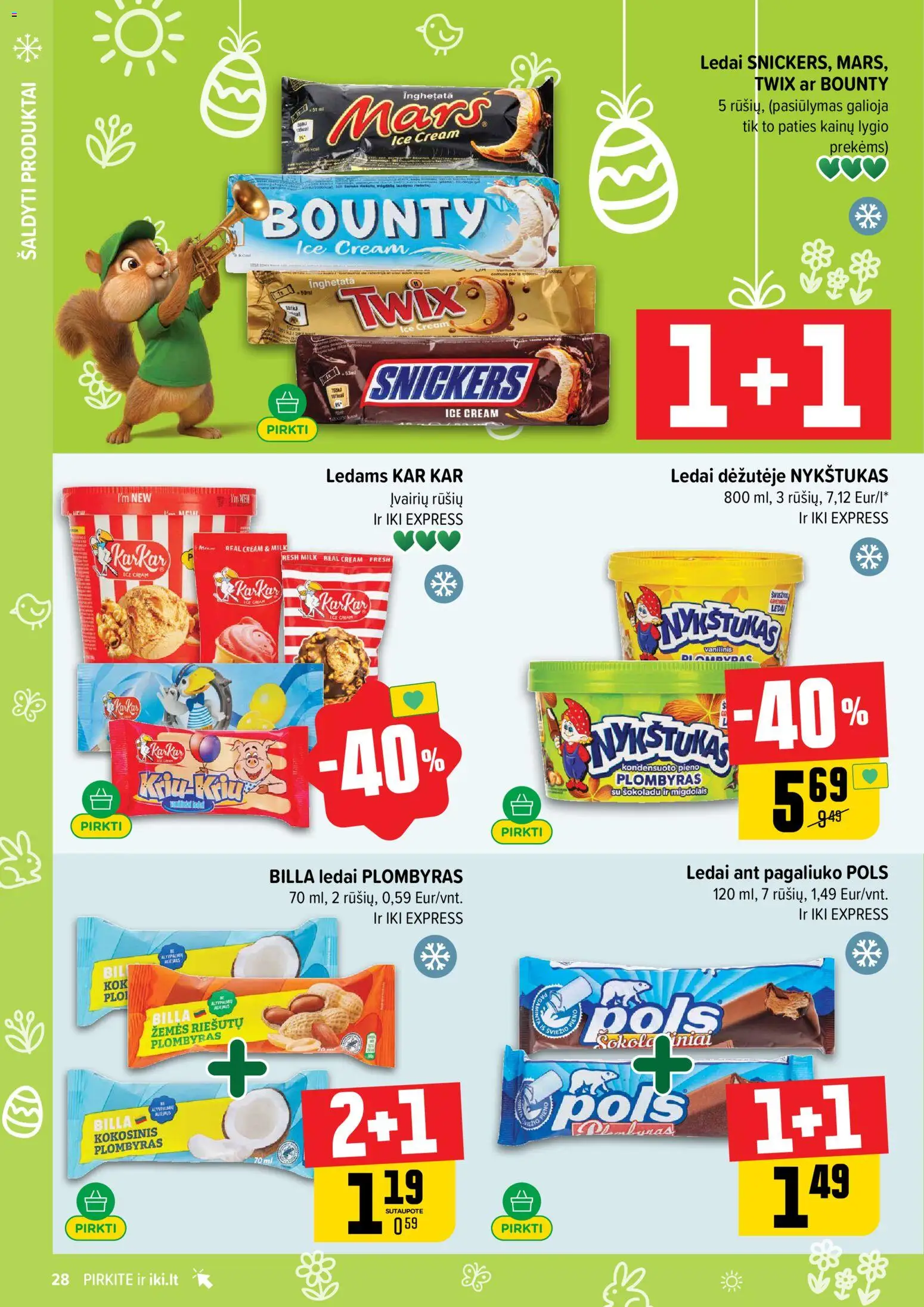 IKI akcijos nuo 16.03.2026 | Puslapis: 28 | Prekių: Ledai, Plombyras