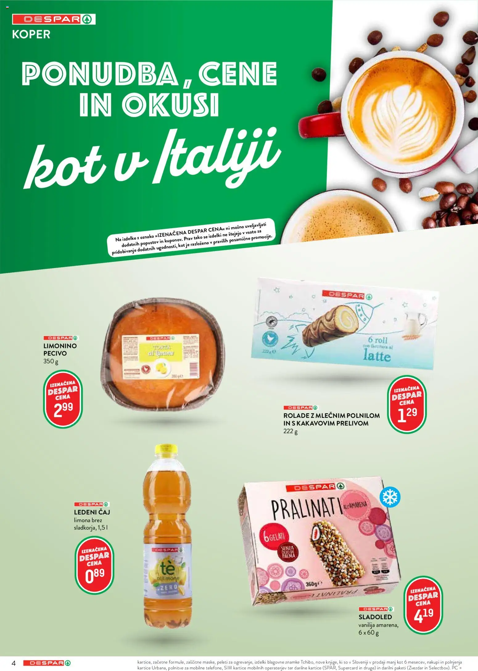 Novi Spar katalog ponudbe – veljaven od 22.04.2026 | Stran: 4 | Izdelki: Ledeni čaj, Caj, Sladoled, Limona