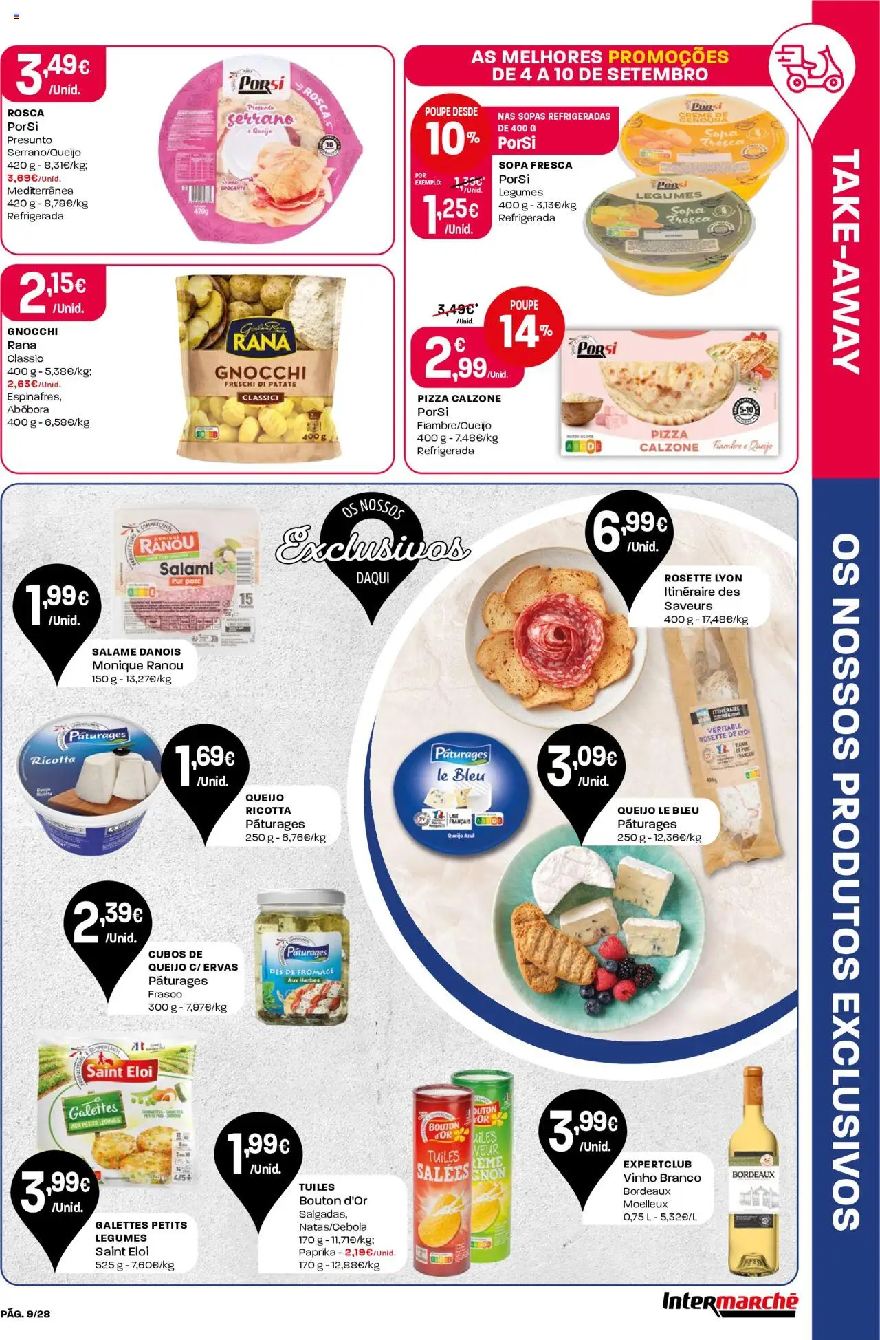 Intermarché folheto │ válido de 04.09.2025 | Página: 9 | Produtos: Queijo, Salame, Presunto, Cenoura