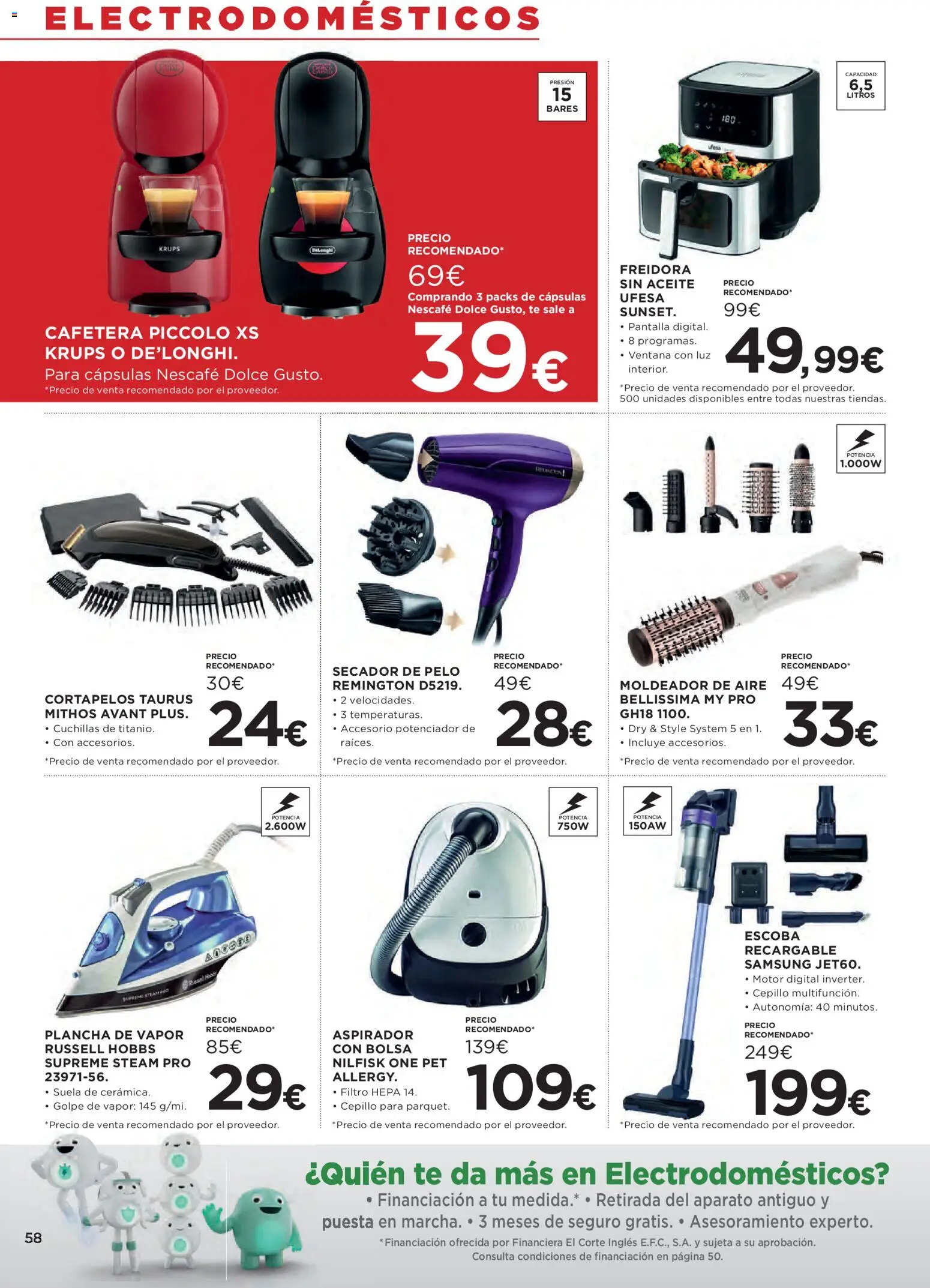 Hipercor catálogo │ válido desde el 07.01.2026 | Página: 58 | Productos: Alcool, Escoba, Cafetera, Cortapelos