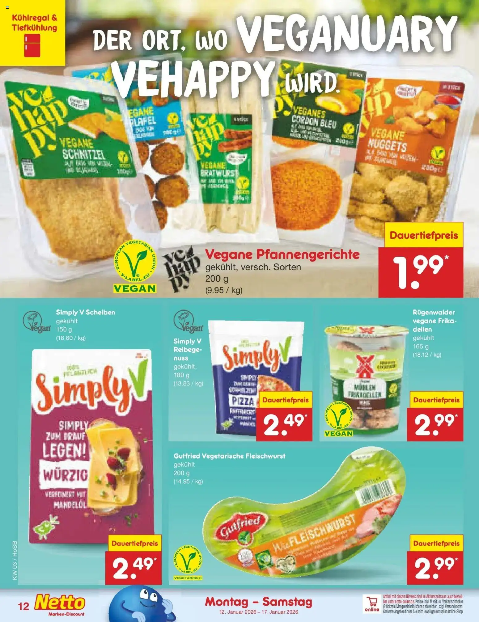 Netto Marken-Discount prospekt Hannover	 – gültig ab 12.01.2026 | Seite: 12 | Produkte: Bratwurst, Schnitzel, Pizza