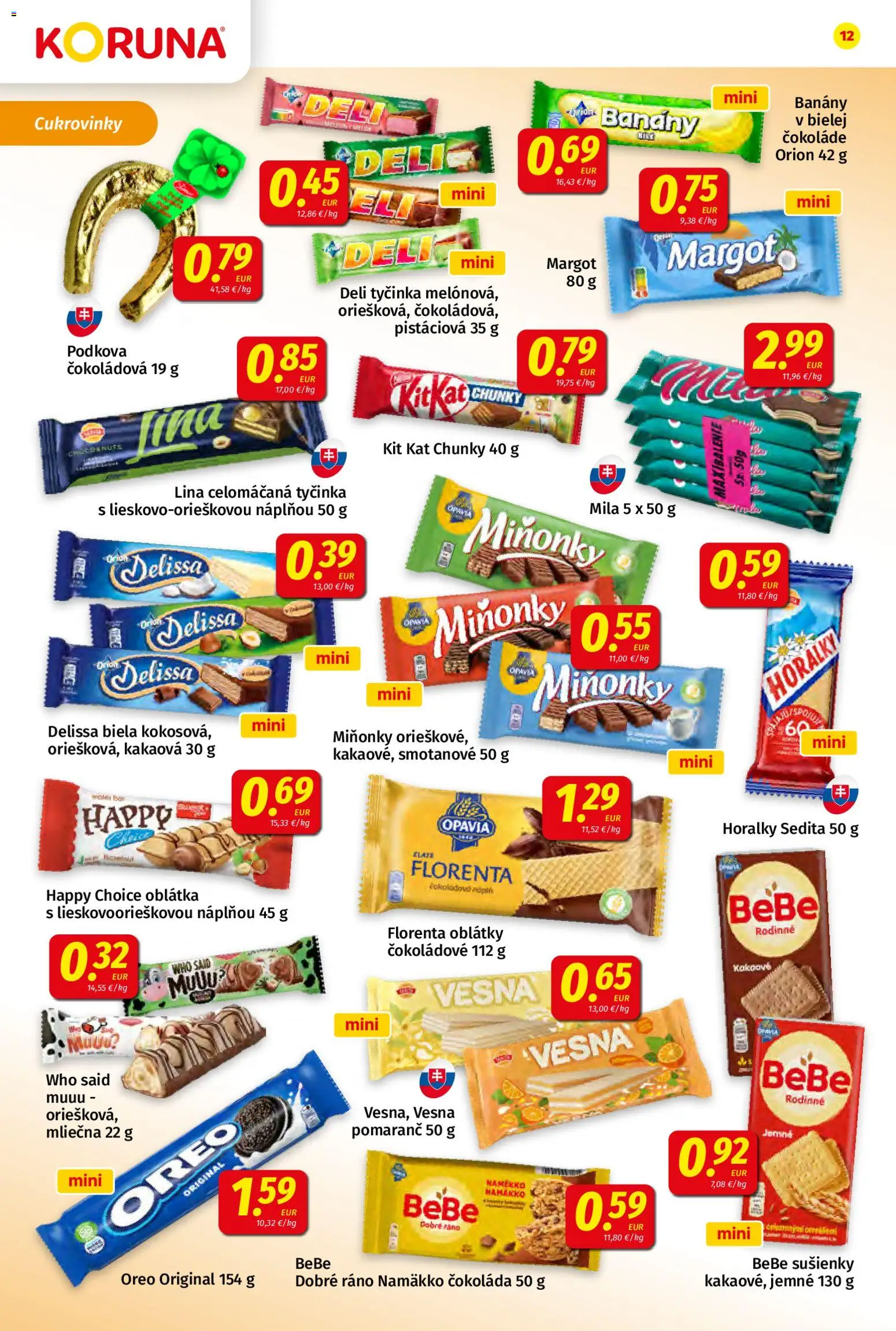 Nové Koruna akcie – leták je platný od 24.10.2025 | Strana: 12 | Produkty: Banány, Čokoláda, Mila, Horálky