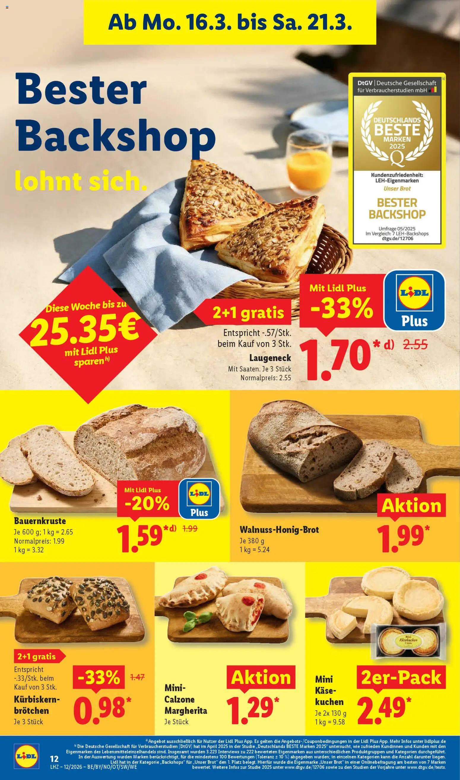 Lidl Prospekt Kornwestheim – gültig ab 16.03.2026 | Seite: 26 | Produkte: Käse, Brot, Kuchen