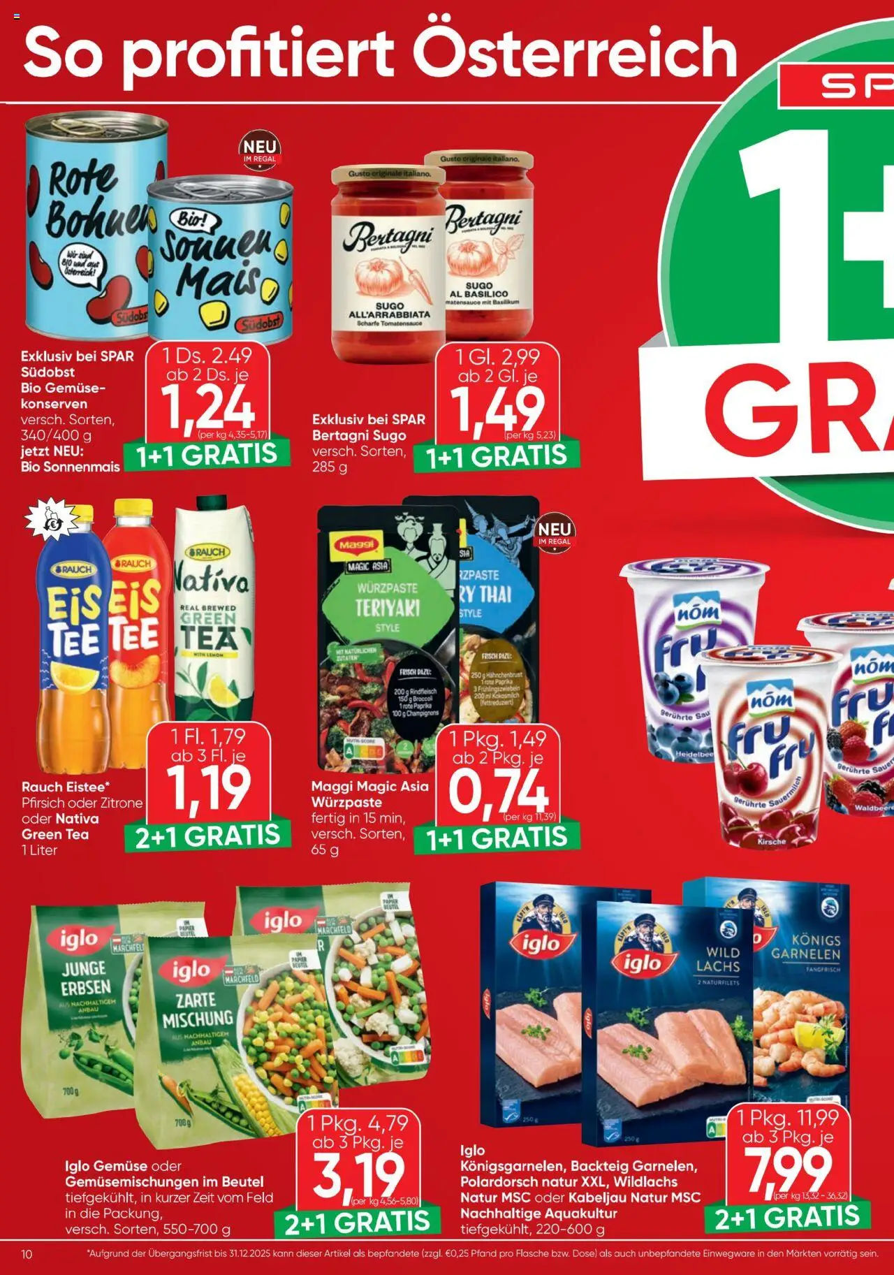 Spar Flugblatt gültig ab 23.10.2025 | Seite: 10 | Produkte: Eis, Gemüse, Zitrone, Erbsen