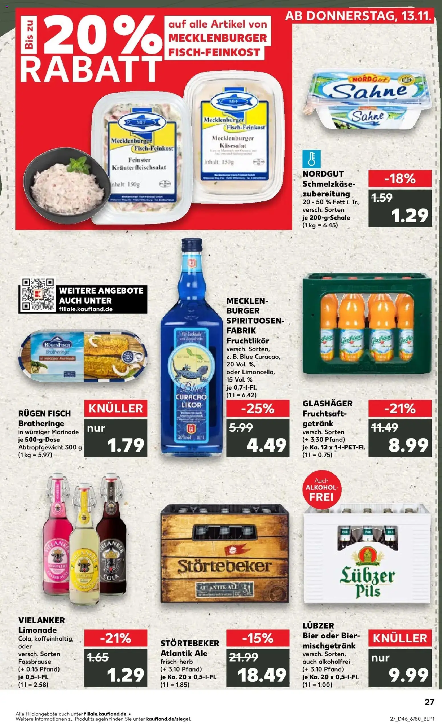 Kaufland prospekt Neubrandenburg	 – gültig ab 13.11.2025 | Seite: 27 | Produkte: Bier, Burger, Limonade, Sahne