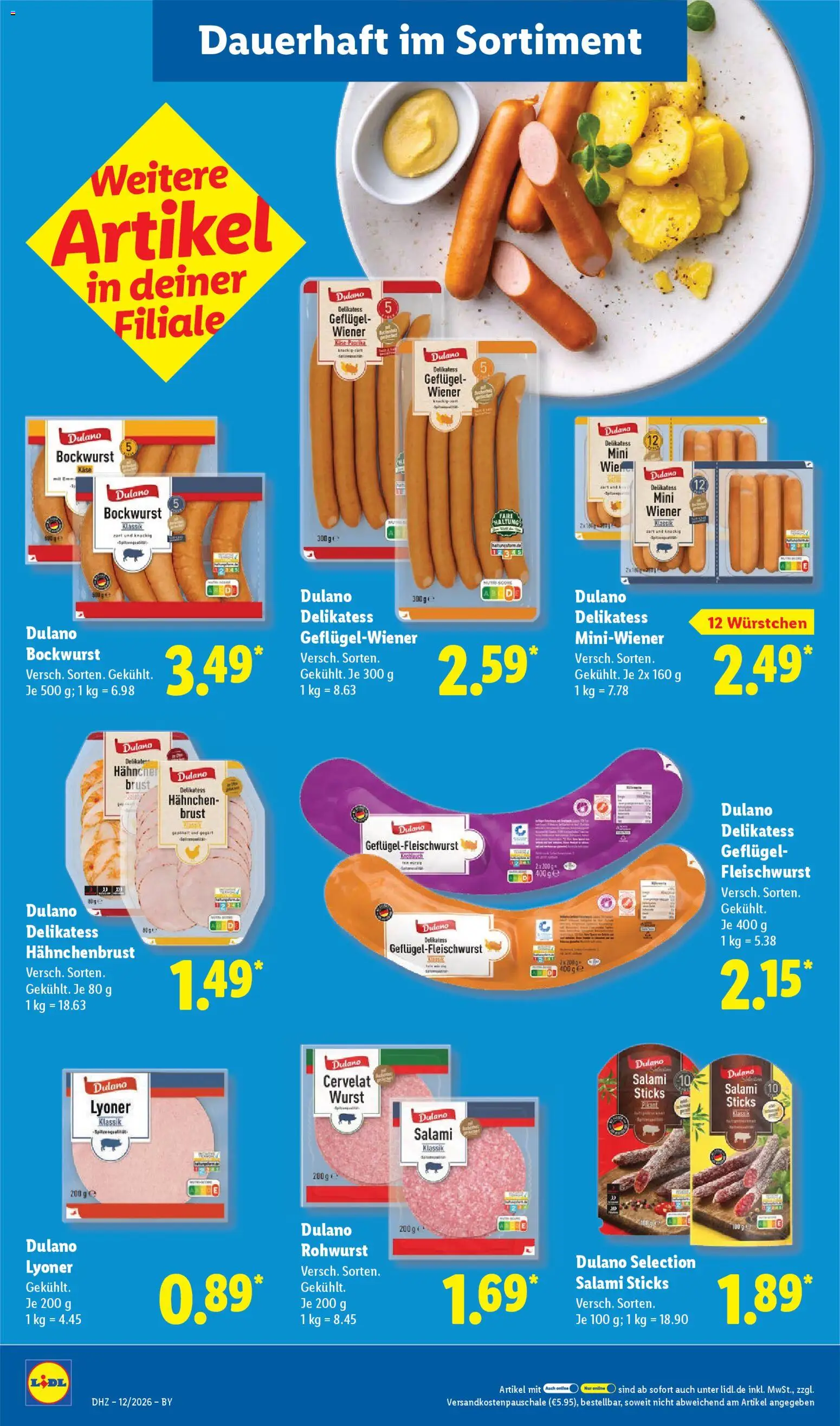 Lidl Prospekt Uffenheim – gültig ab 16.03.2026 | Seite: 24 | Produkte: Bockwurst, Hahnchen, Paprika, Wurst